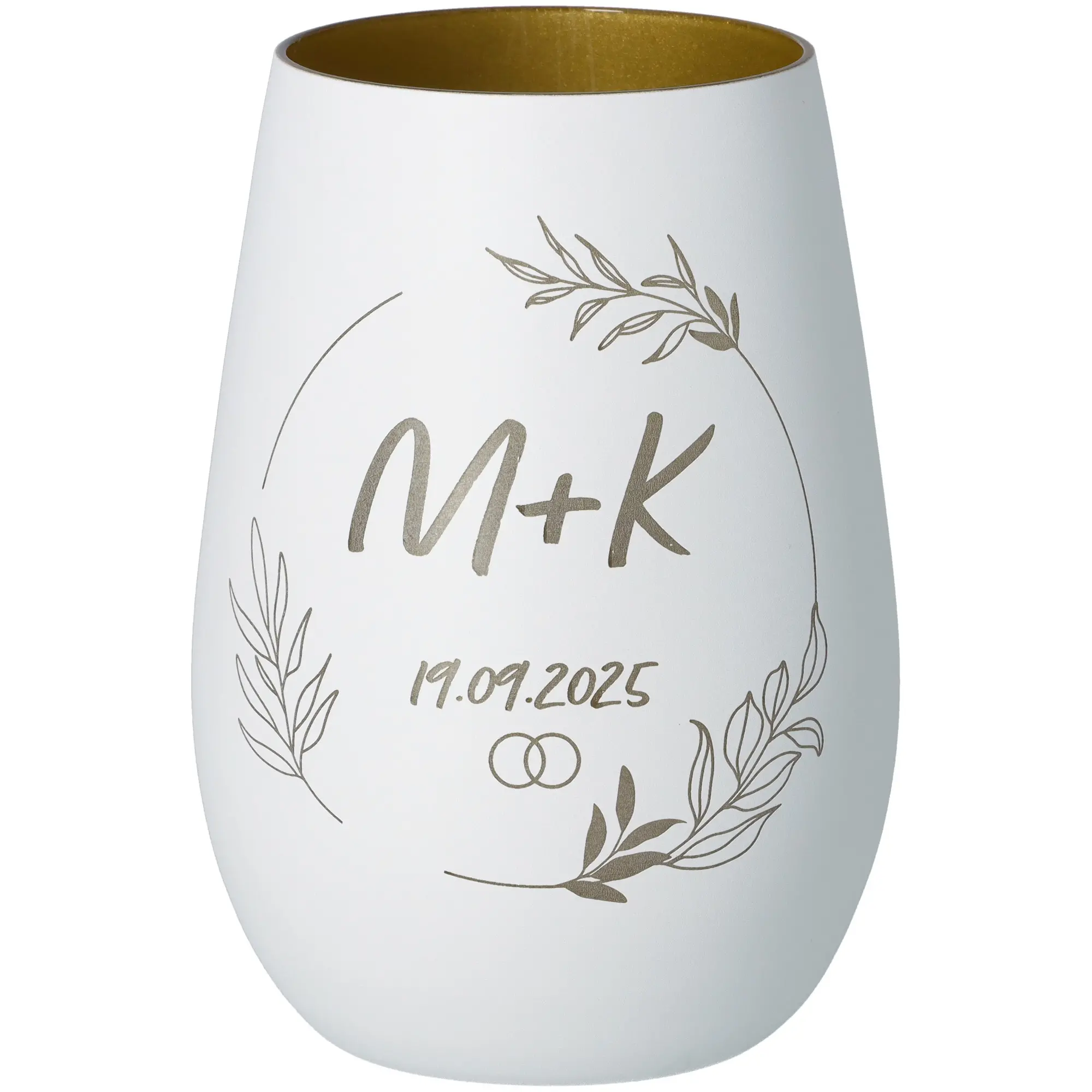 Windlicht "Initialien mit Kranz" Krug, Töpferei, Vase, Glas