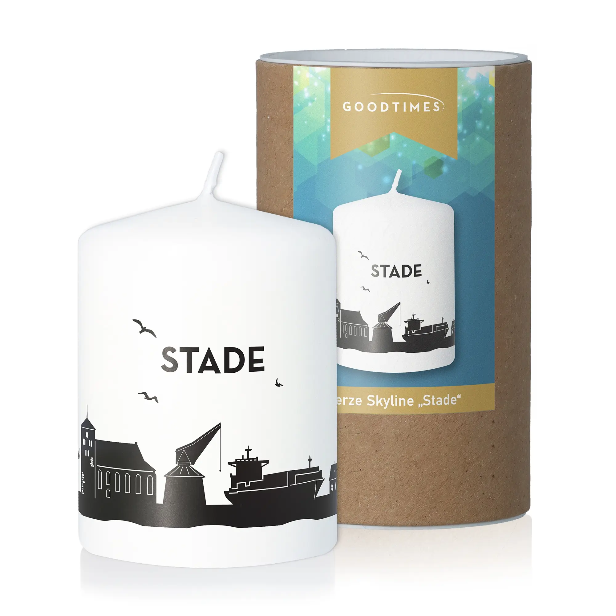 Stumpenkerze Skyline Stade