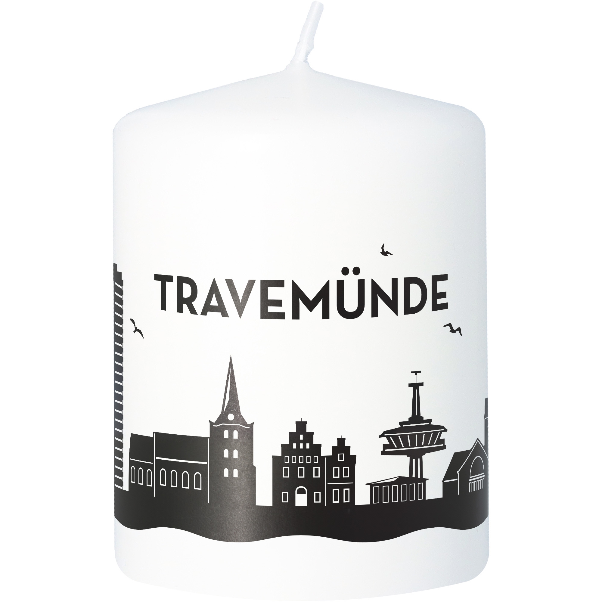 Stumpenkerze Skyline Travemünde Stumpenkerze Skyline Travemünde