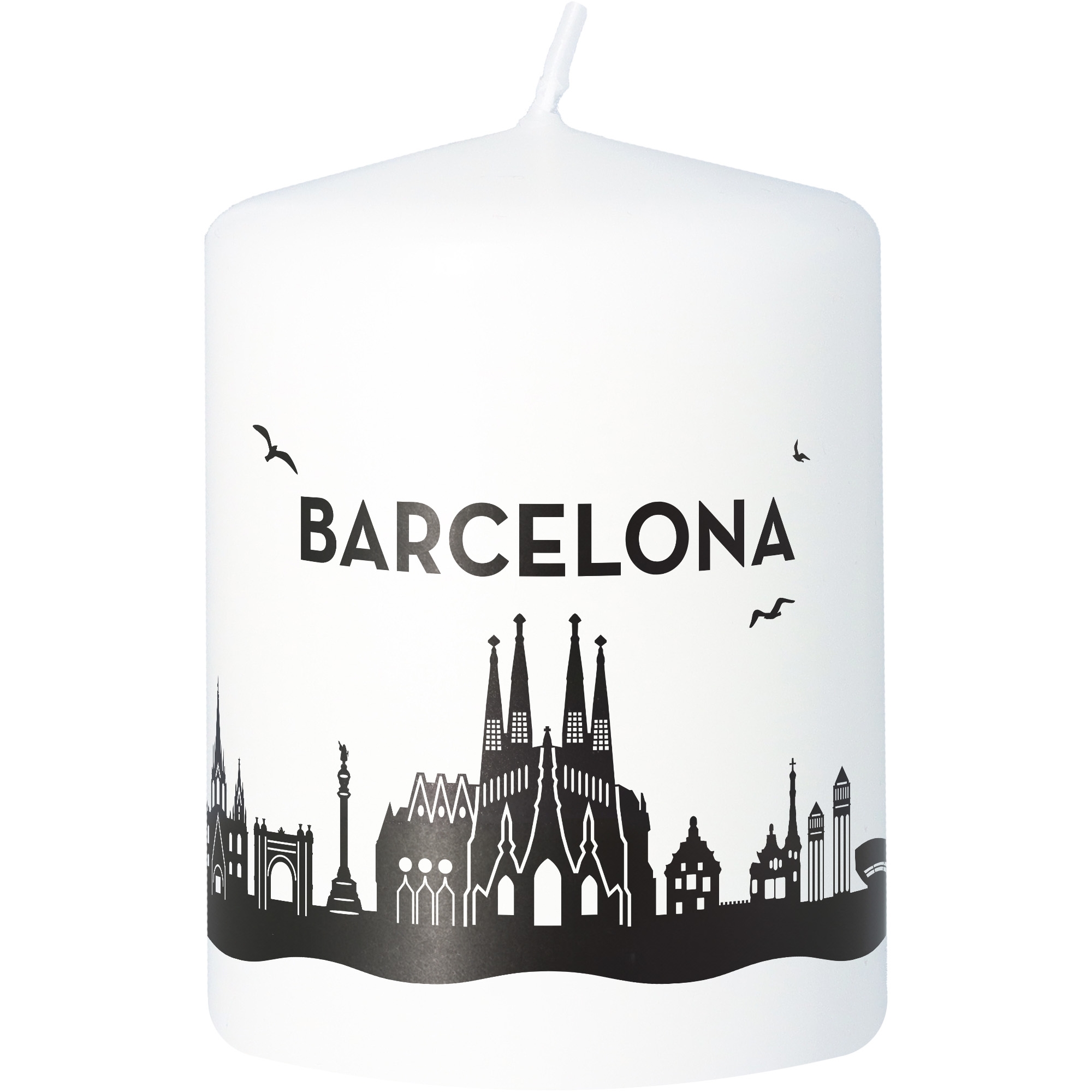 Stumpenkerze Skyline Barcelona Kerze