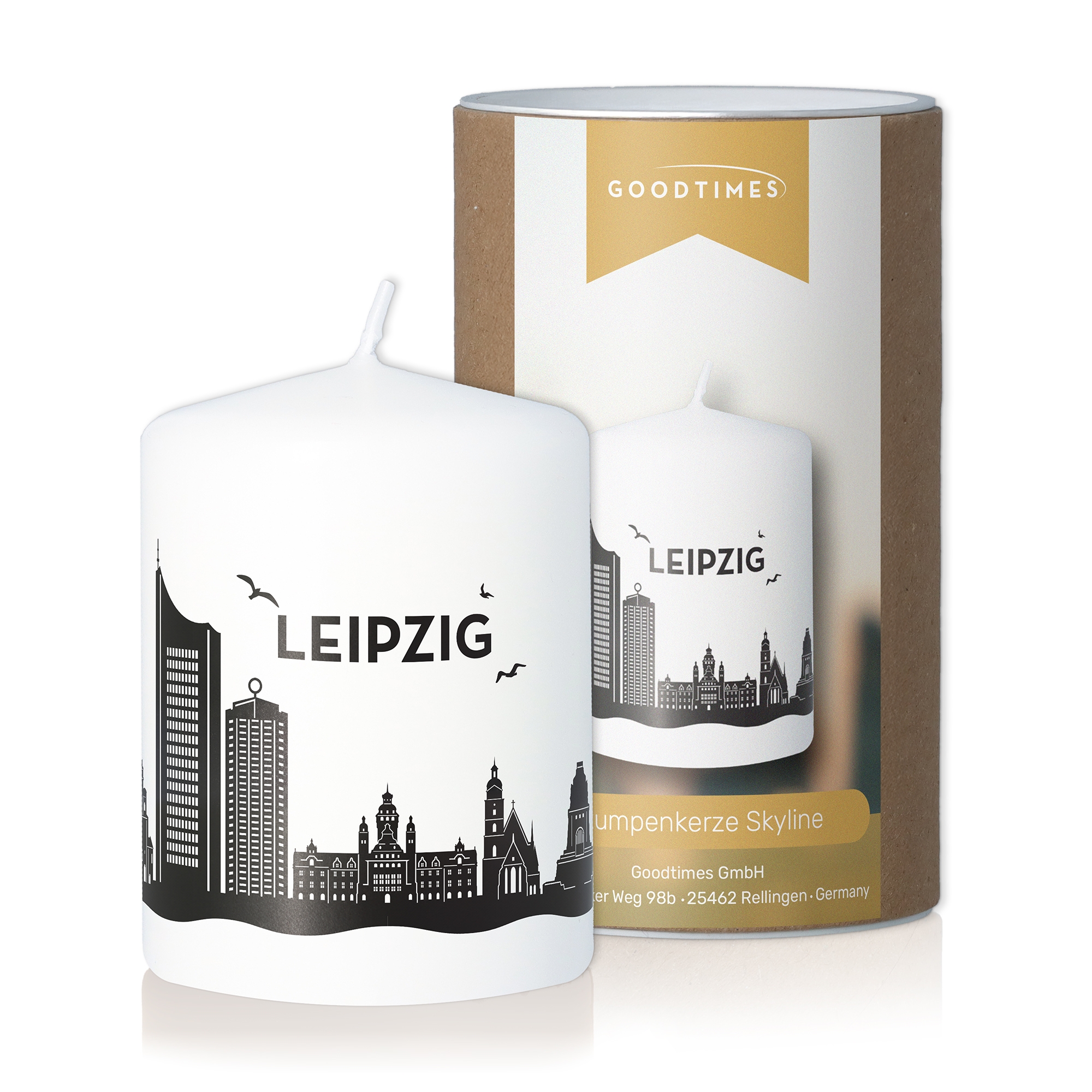 Stumpenkerze Skyline Leipzig