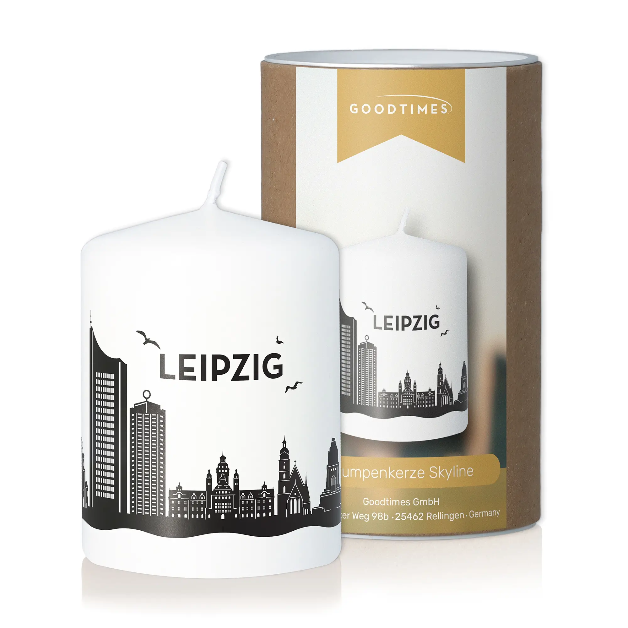Stumpenkerze Skyline Leipzig