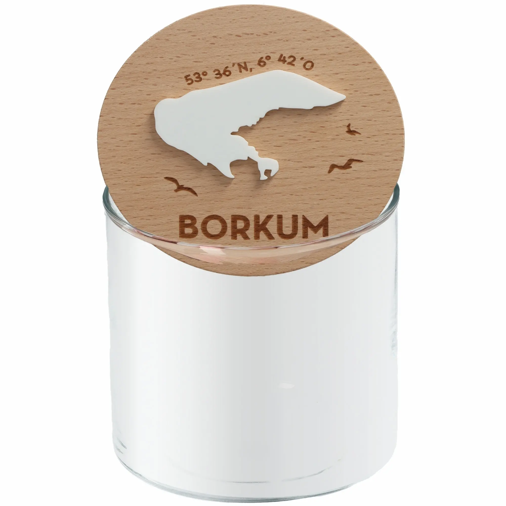 Geschenkglas Skyline "Borkum Silhouette" Weiß