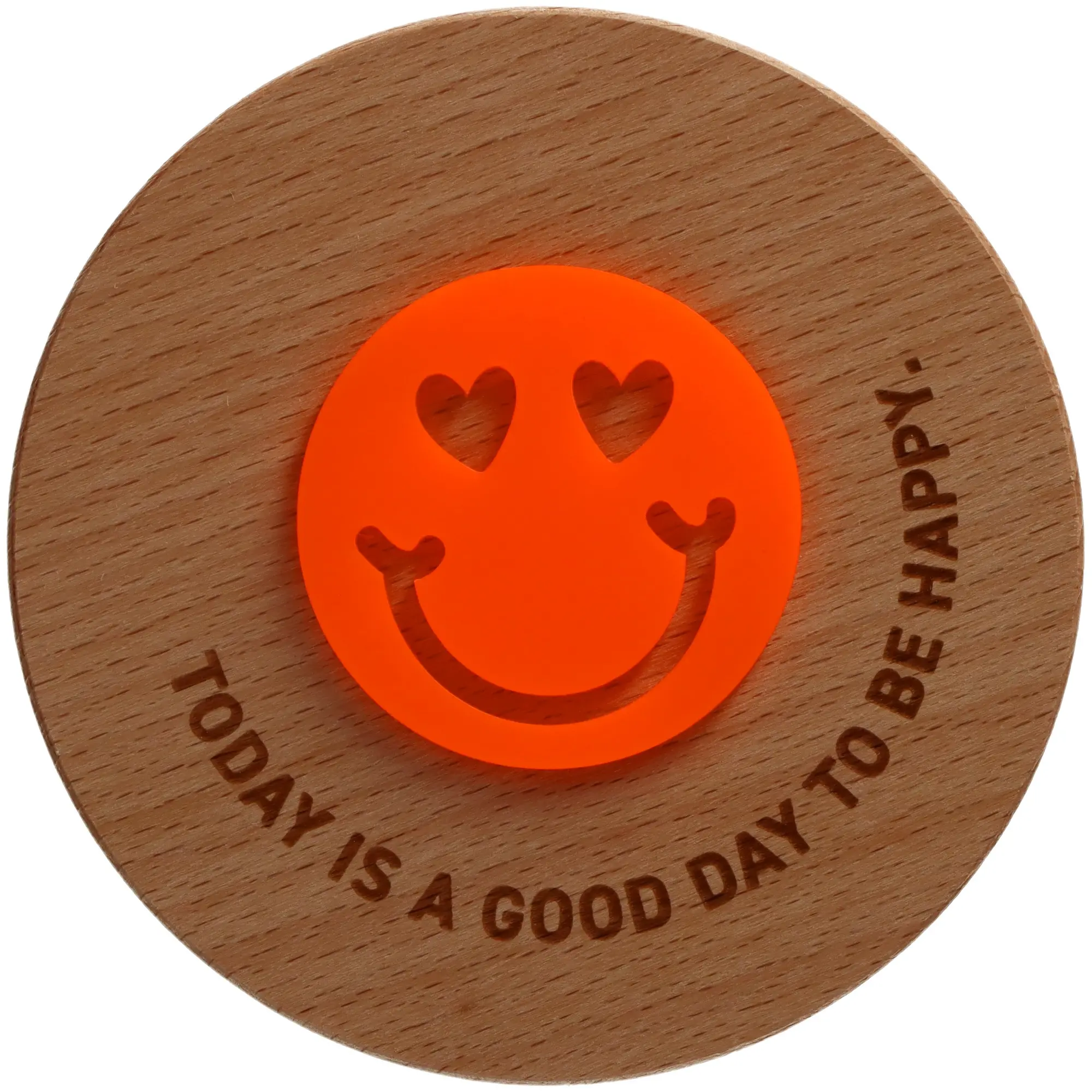 Geschenkglas "GOOD DAY" Neonorange Abzeichen, Logo, Symbol