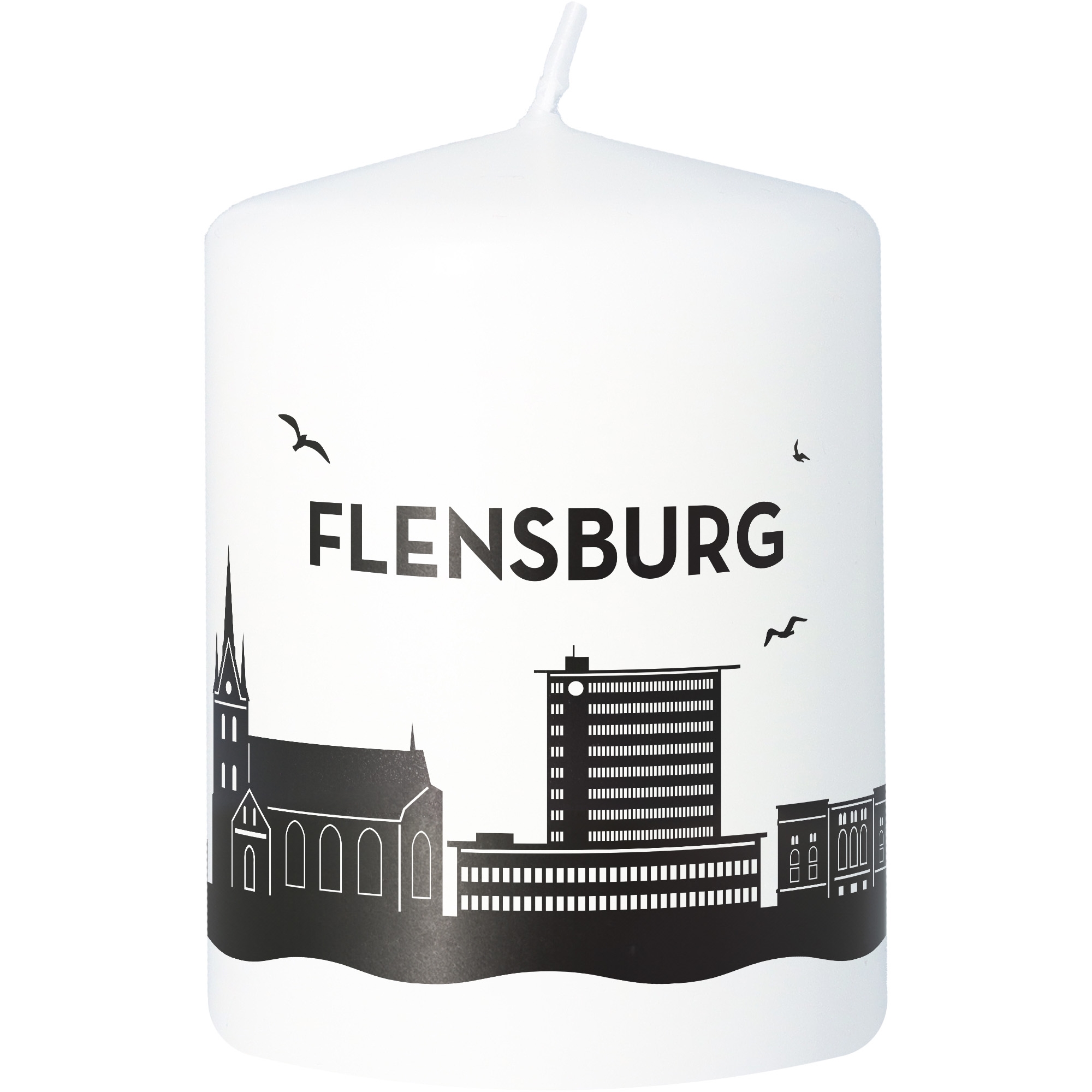 Stumpenkerze Skyline Flensburg Kerze, Tier, Vogel