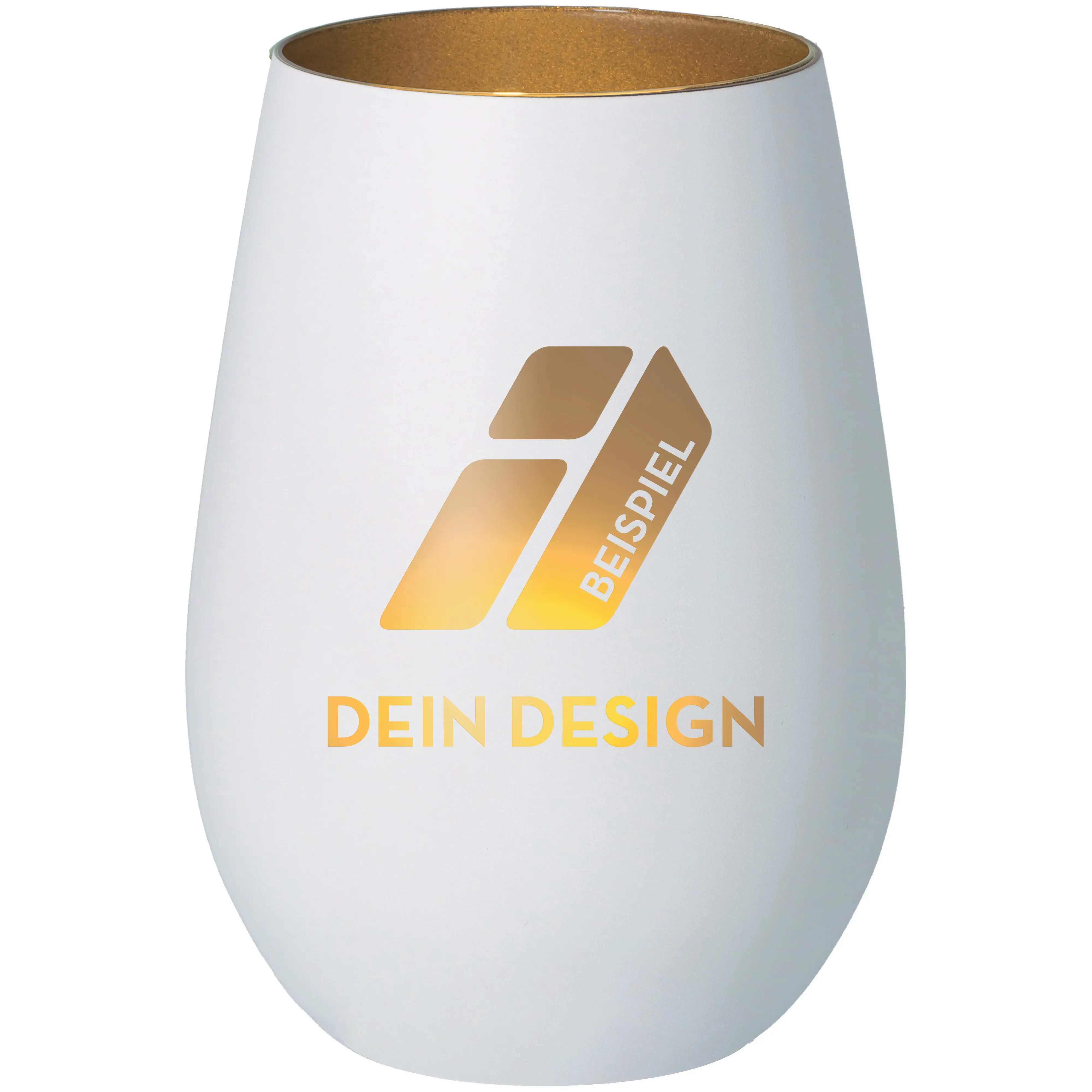 Windlicht Dein Design Weiß/Silber mit Gravur