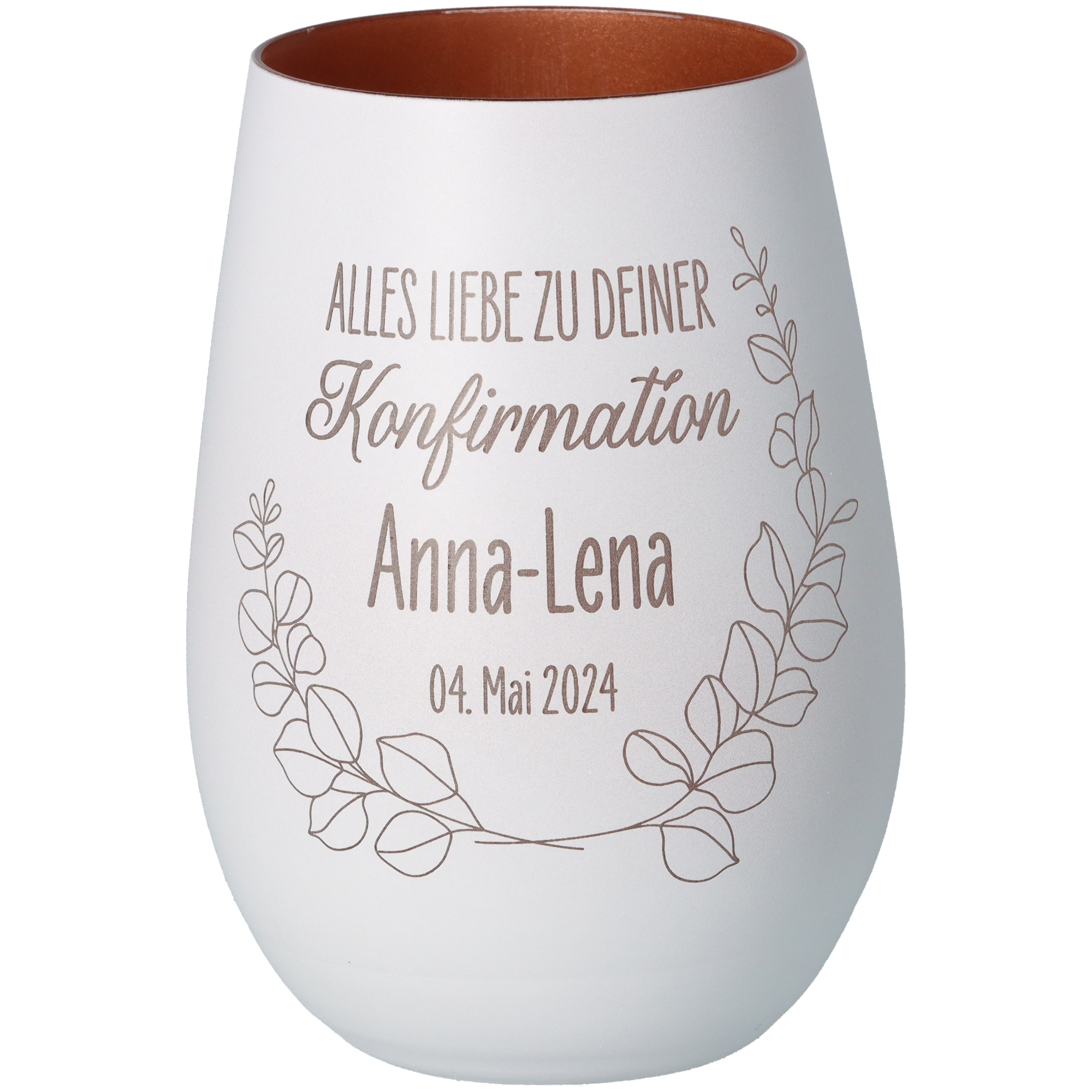 Windlicht "Konfirmation" Krug, Töpferei, Vase, Glas