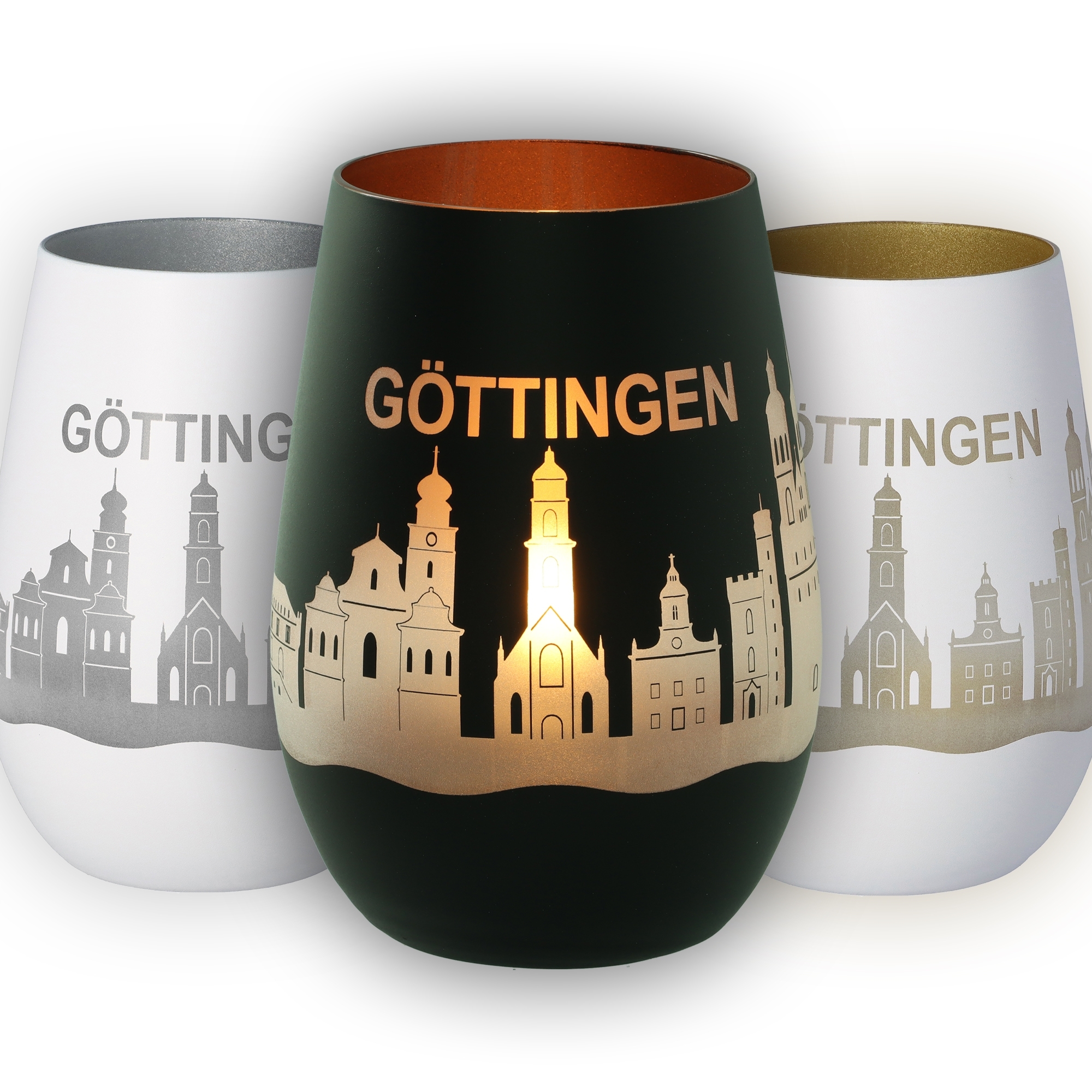 glas, stemware, stadtansicht, Göttingen, Goldfolien
