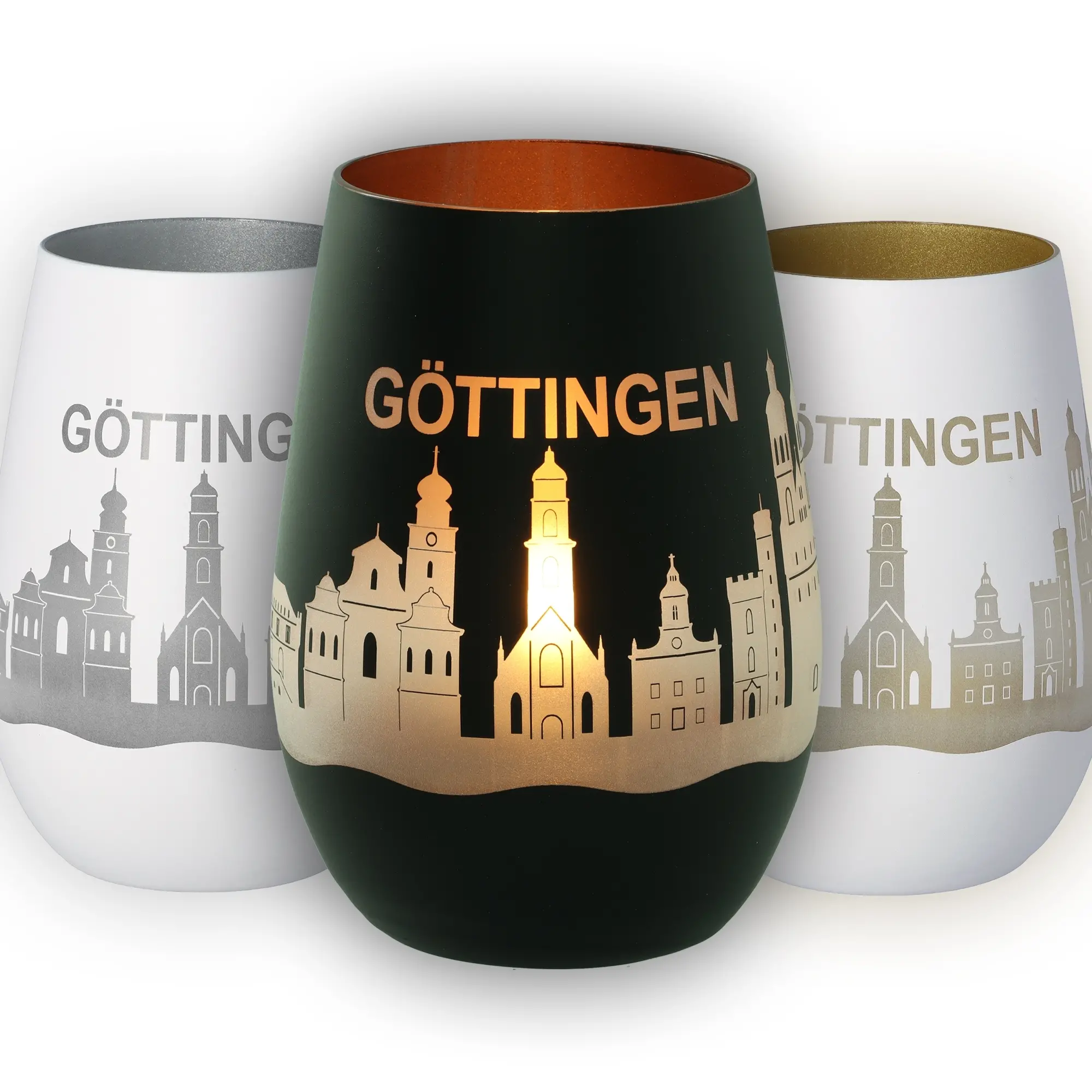 glas, stemware, stadtansicht, Göttingen, Goldfolien