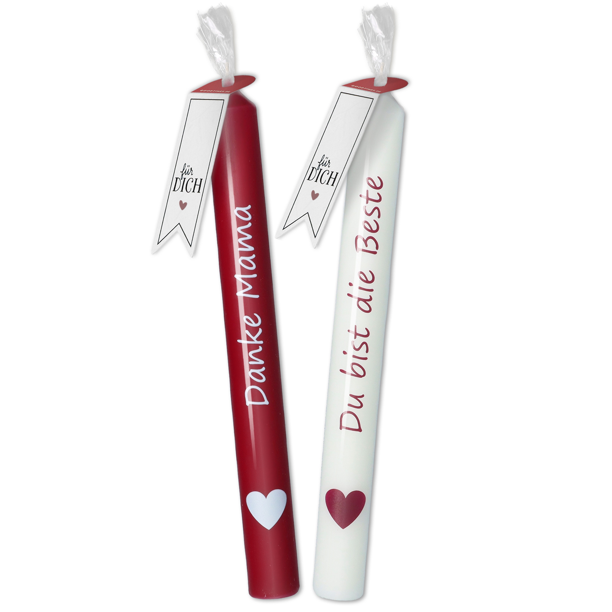 Stabkerzen-Set "Danke Mama" & "Du bist die Beste" Stabkerzen-Set "Danke Mama" & "Du bist die Beste"
