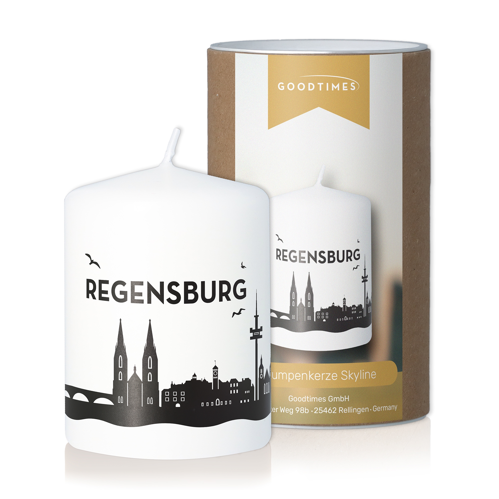 Stumpenkerze Skyline Regensburg Kerze