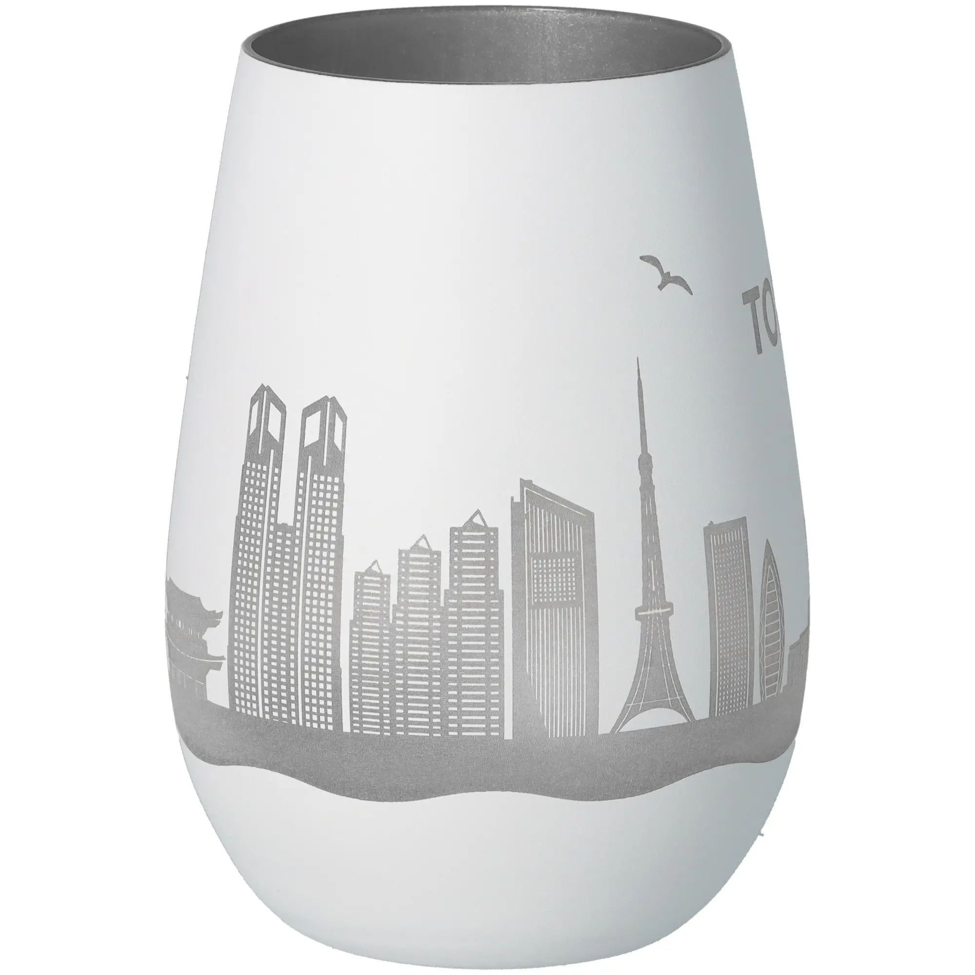 Vase, Weiß, Stadt-Skyline, Grau-Silhouette, Dekoration