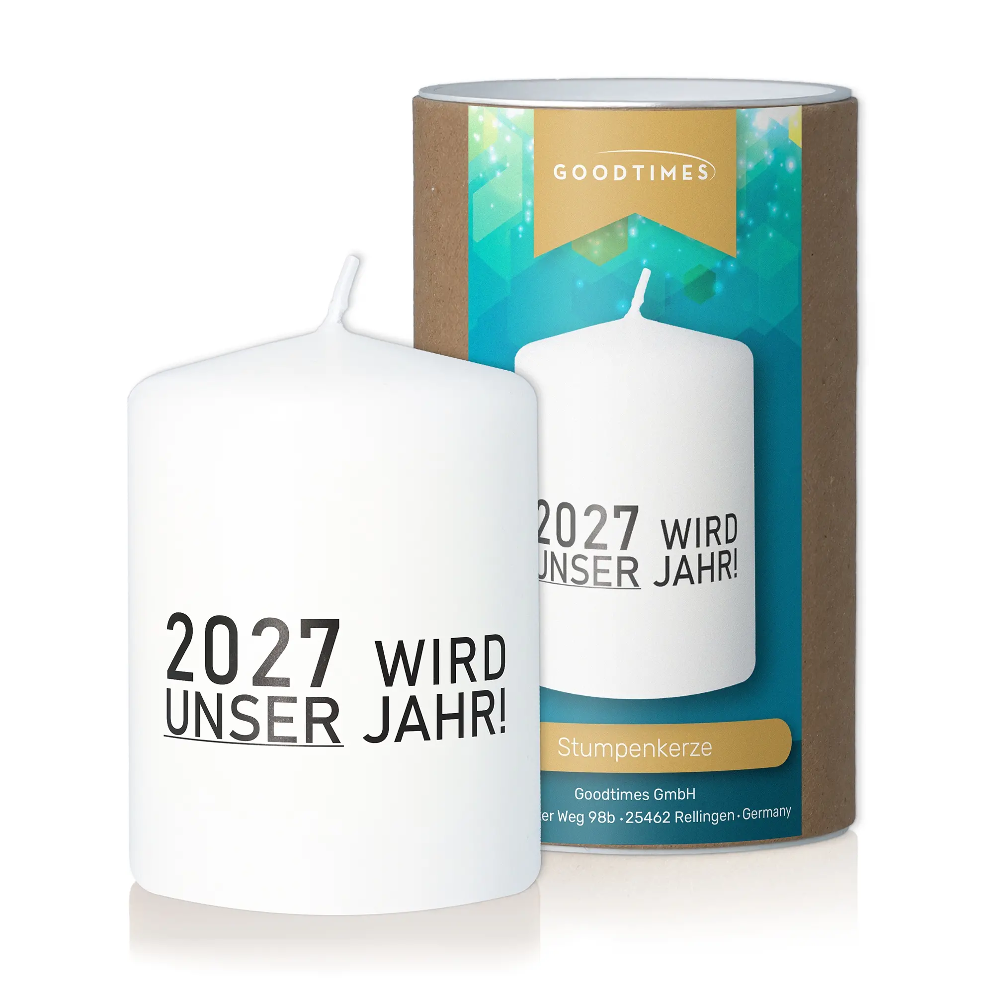 Stumpenkerze "2027 WIRD UNSER JAHR"