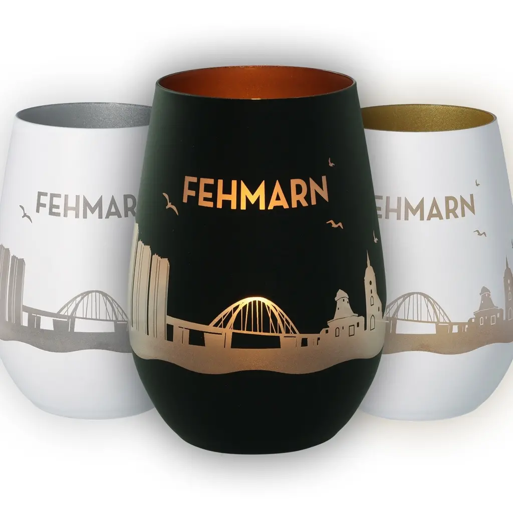 Kegelteiler, Weinglas, Stahlbecher, Glasbecher, Fehmarn-Design