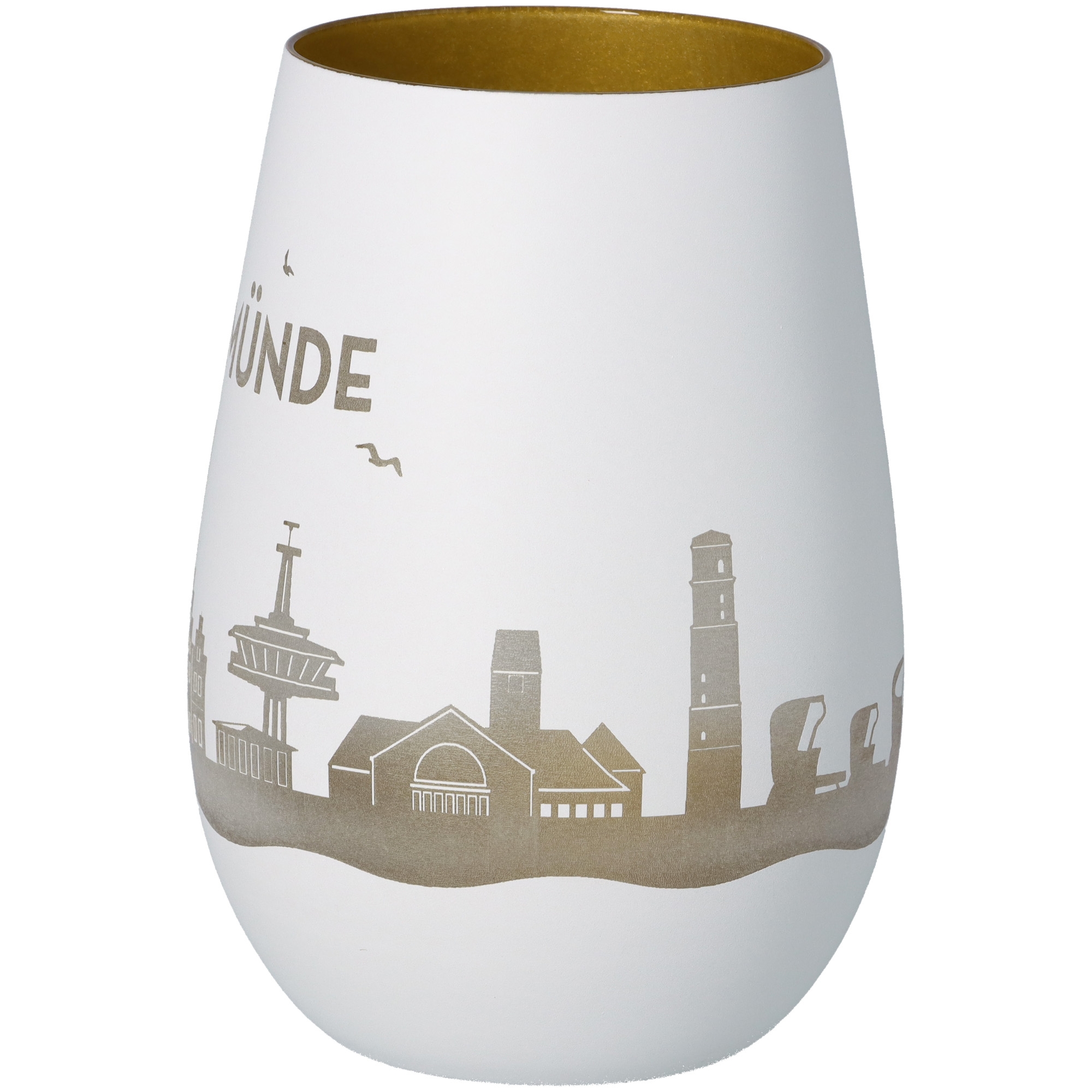 Windlicht Skyline Travemünde Töpferei, Glas, Vase, Lampe