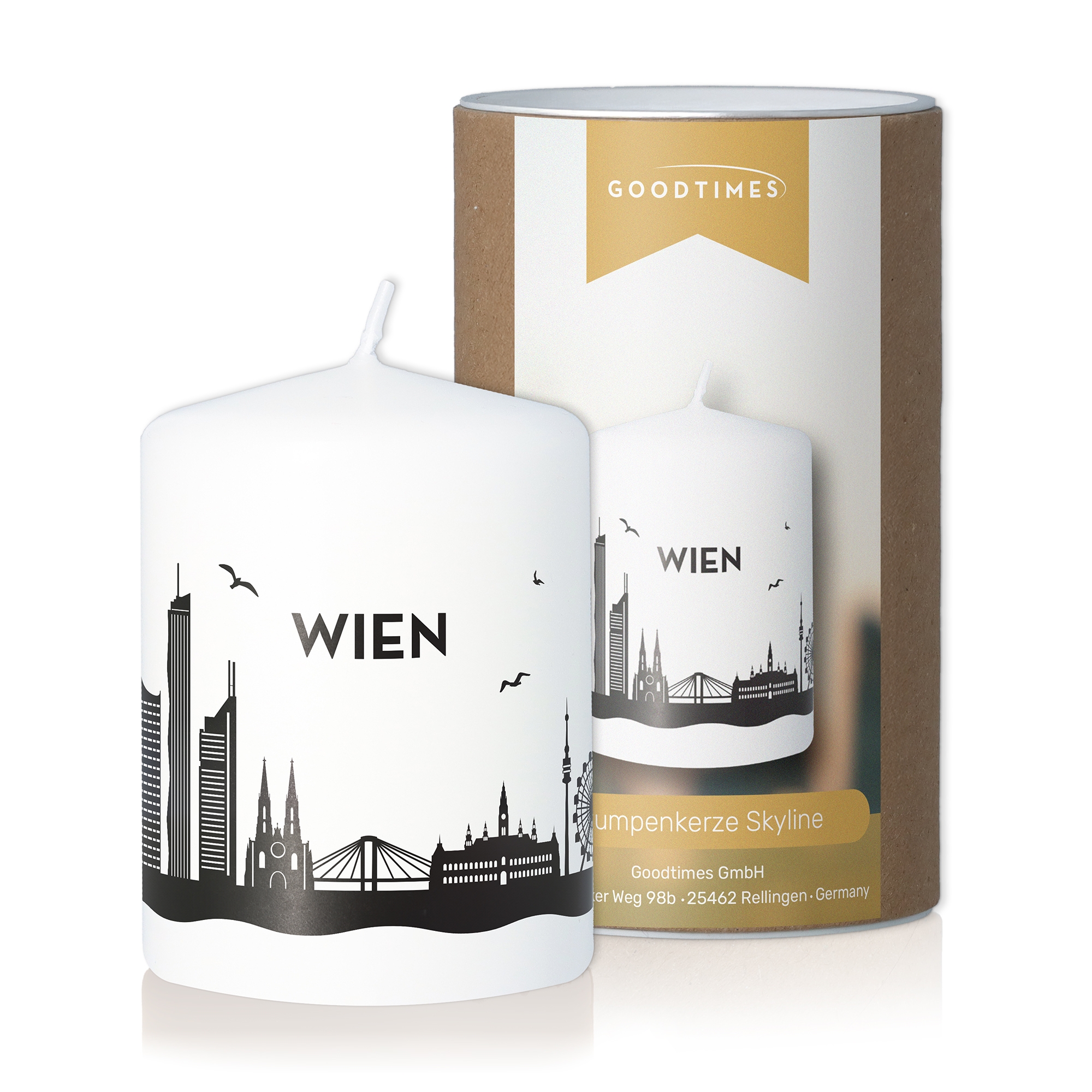 Stumpenkerze Skyline Wien