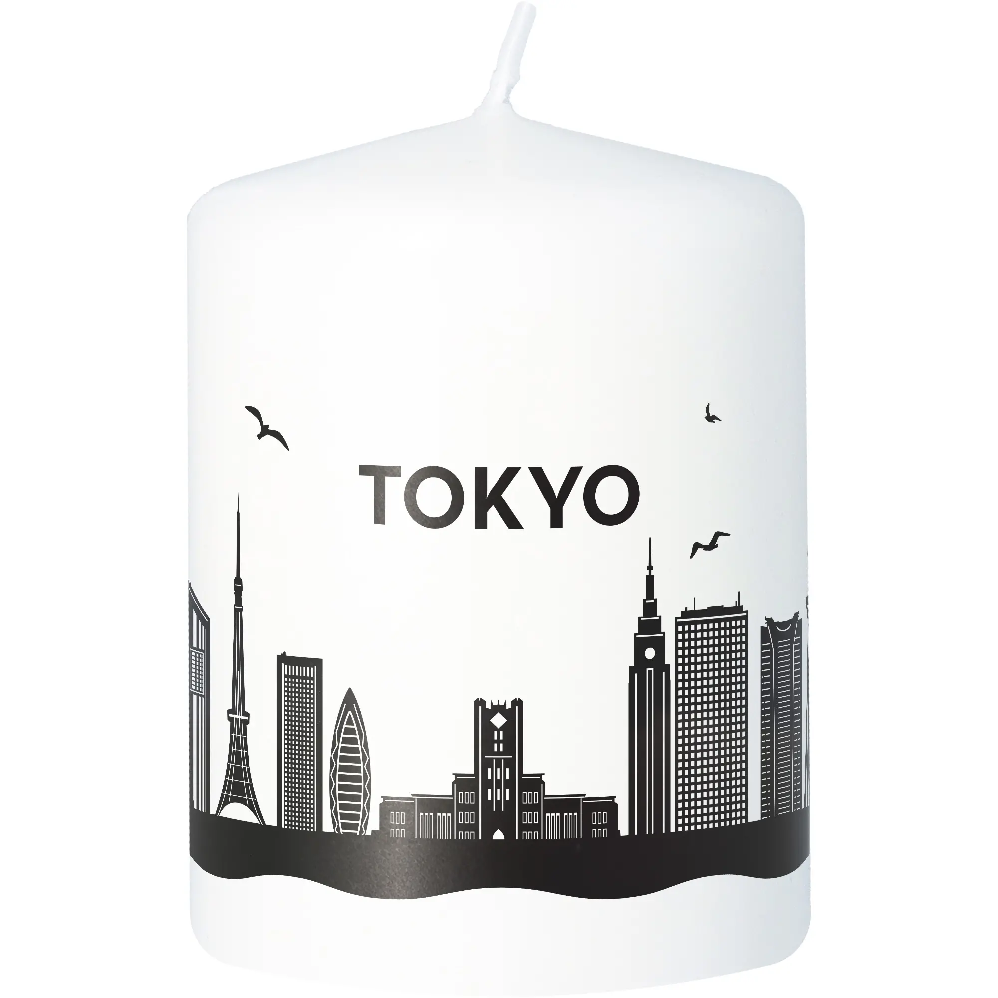 Wachs, Stadt Silhouette, TOKYO, Kunst-Design, Stumpenkerze