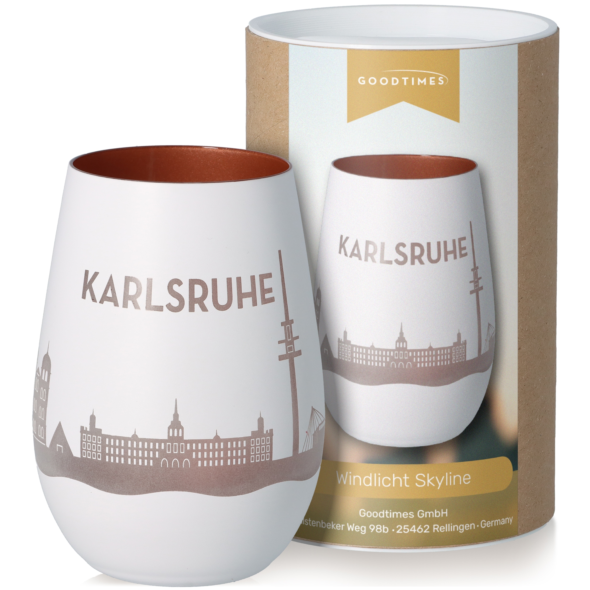 Windlicht Skyline Karlsruhe Töpferei, Tasse, Krug, Kunst, Porzellan