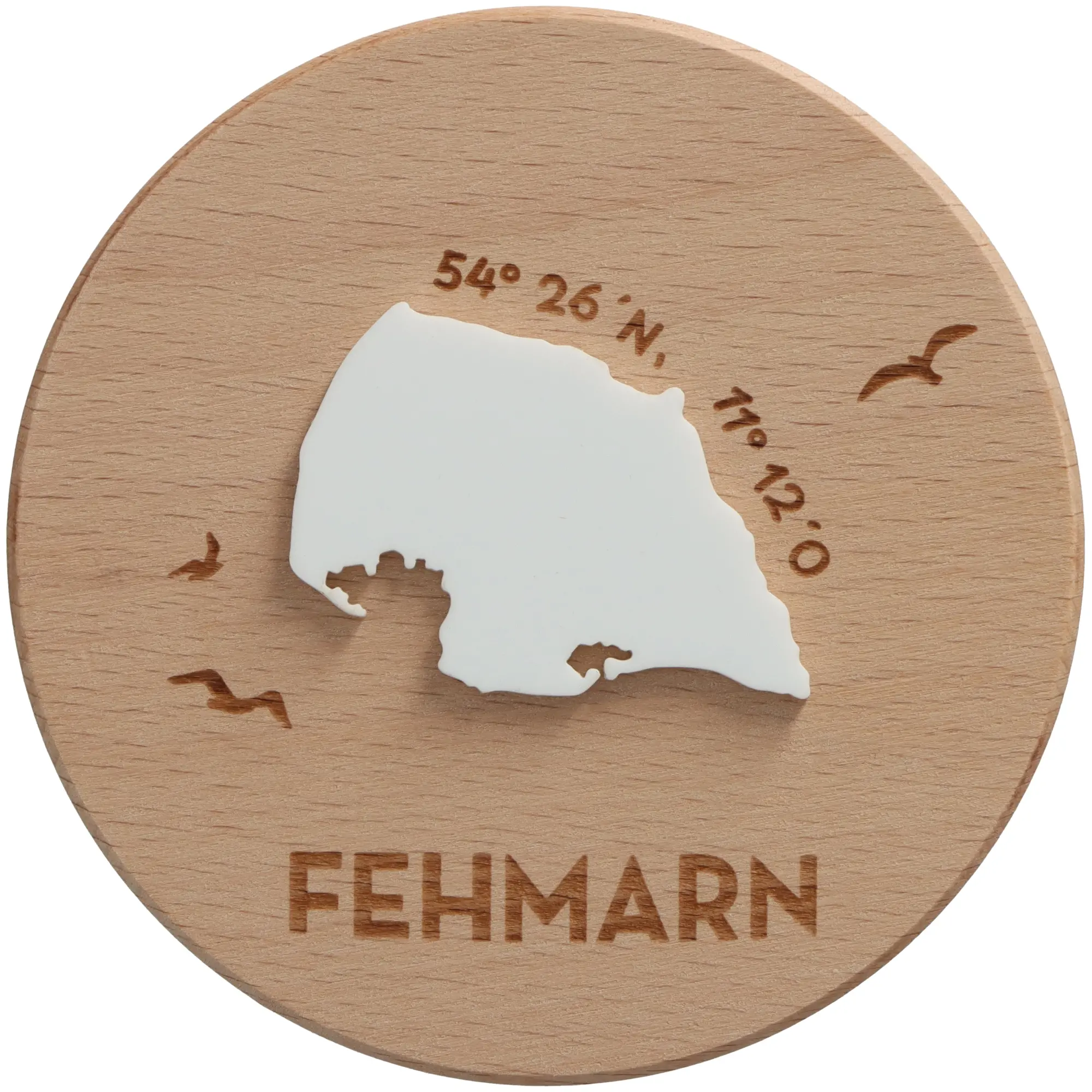 Geschenkglas Skyline "Fehmarn Silhouette" Weiß