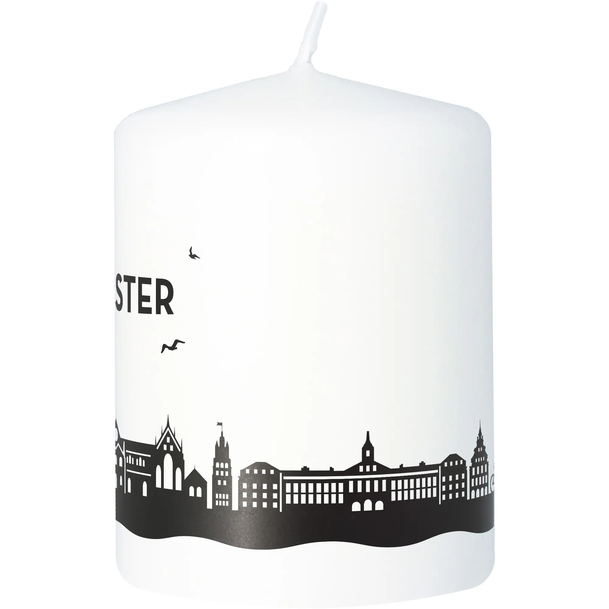 Kerze, Weiß, Stadt-Silhouette, Dekorkerze, Großformat