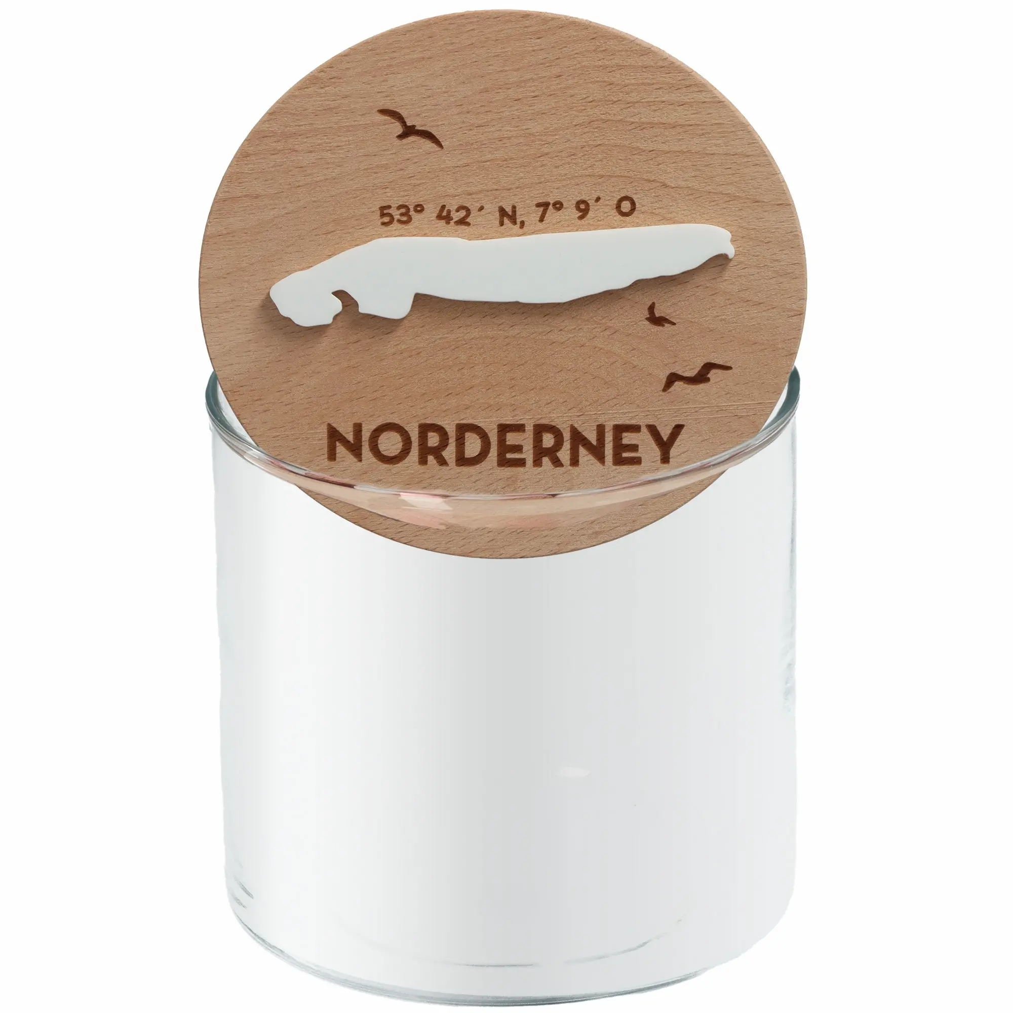 Geschenkglas Skyline "Norderney Silhouette" Weiß