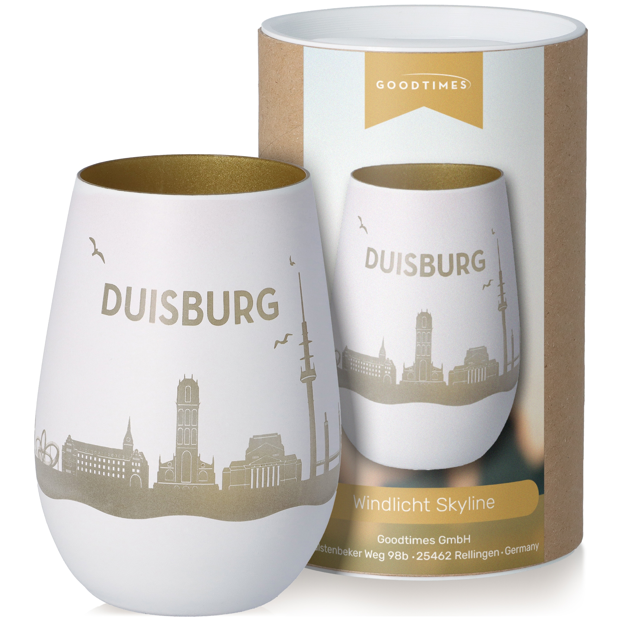 Windlicht Skyline Duisburg Töpferei, Kunst, Porzellan, Tasse, Glas