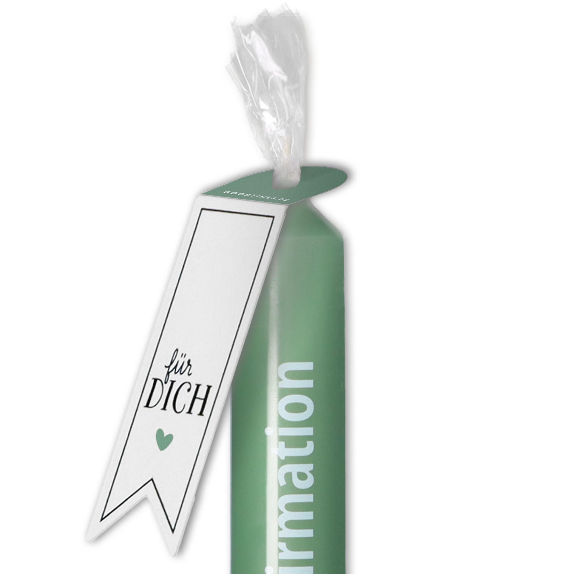 Stabkerze Smaragd "Alles Liebe zur Konfirmation" Stabkerze Smaragd "Alles Liebe zur Konfirmation"