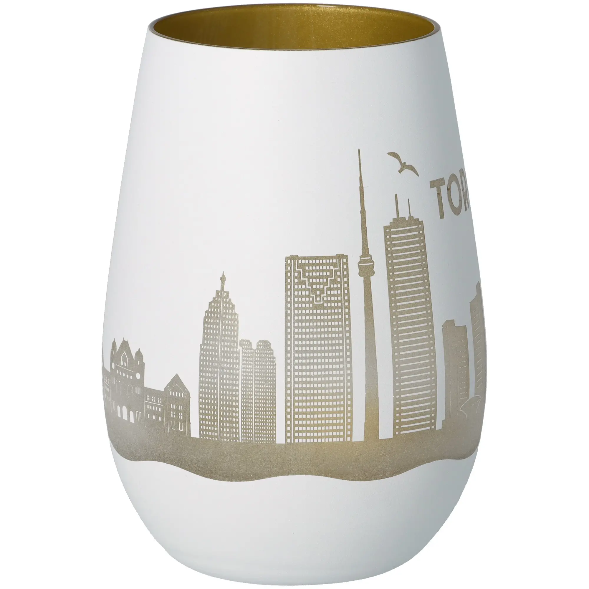 Vase, Porzellan, Stadtansicht, goldene Akzente, Keramik