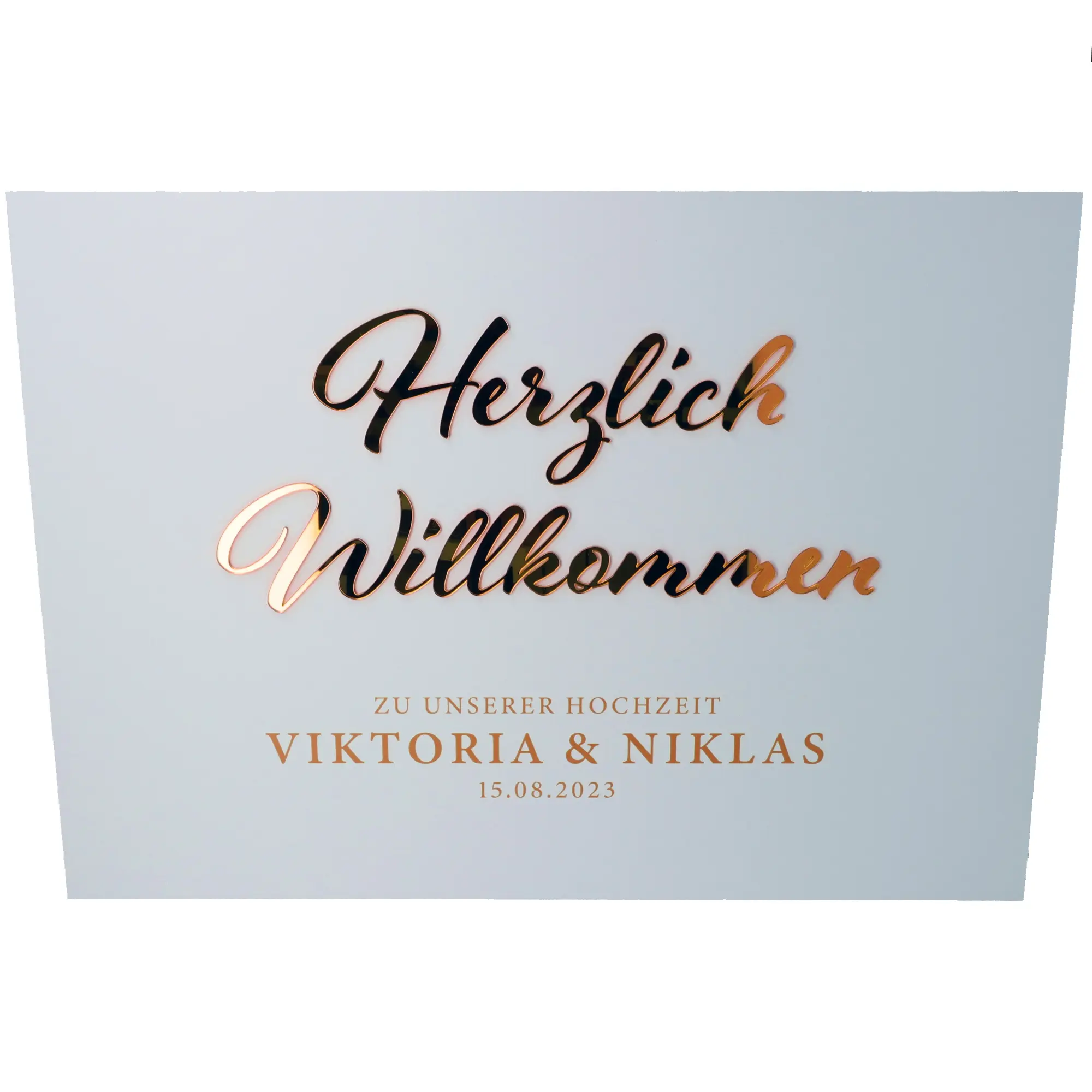 Willkommensschild Hochzeit Rosé Gold groß