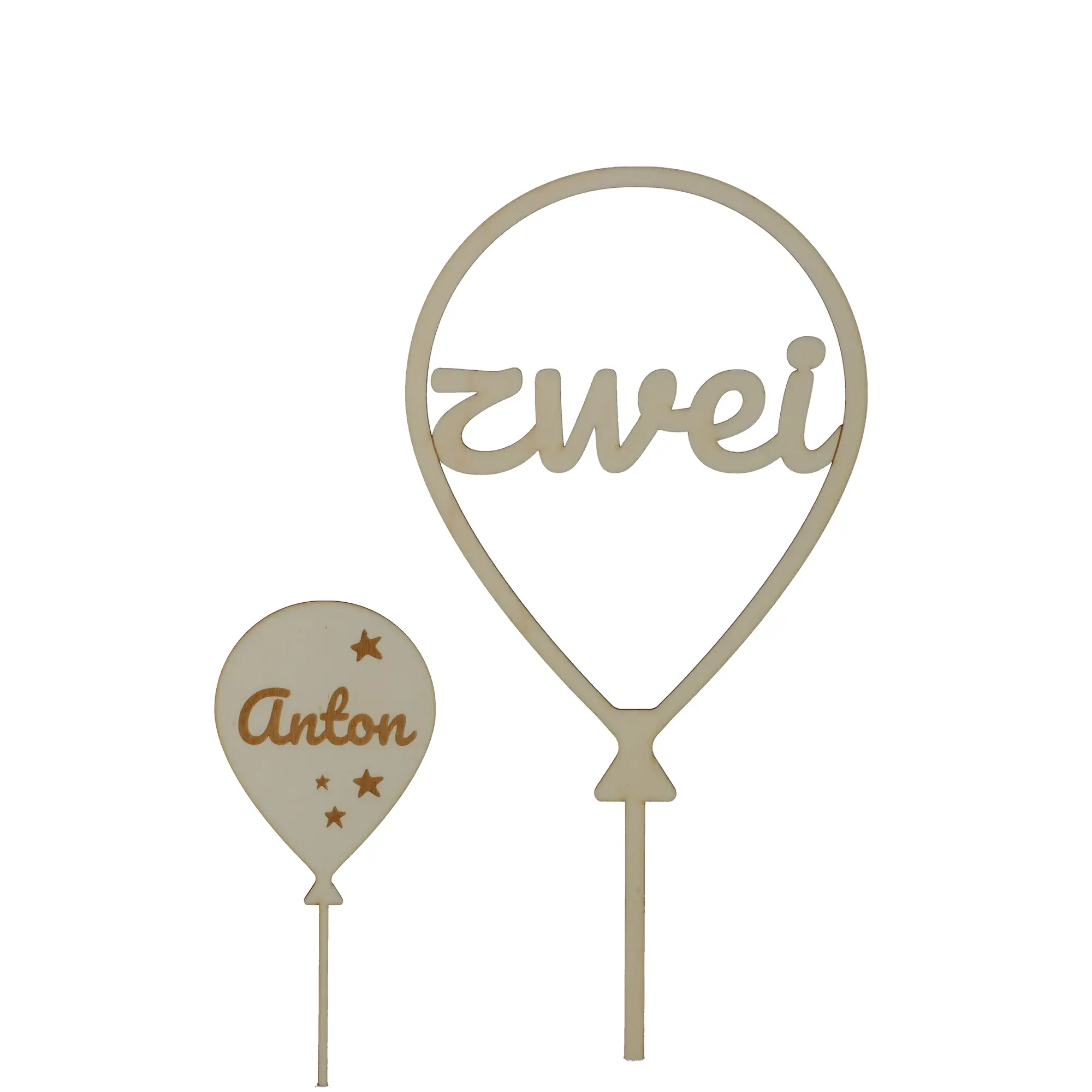Cake Topper Ballon mit Sternen Zahl 2