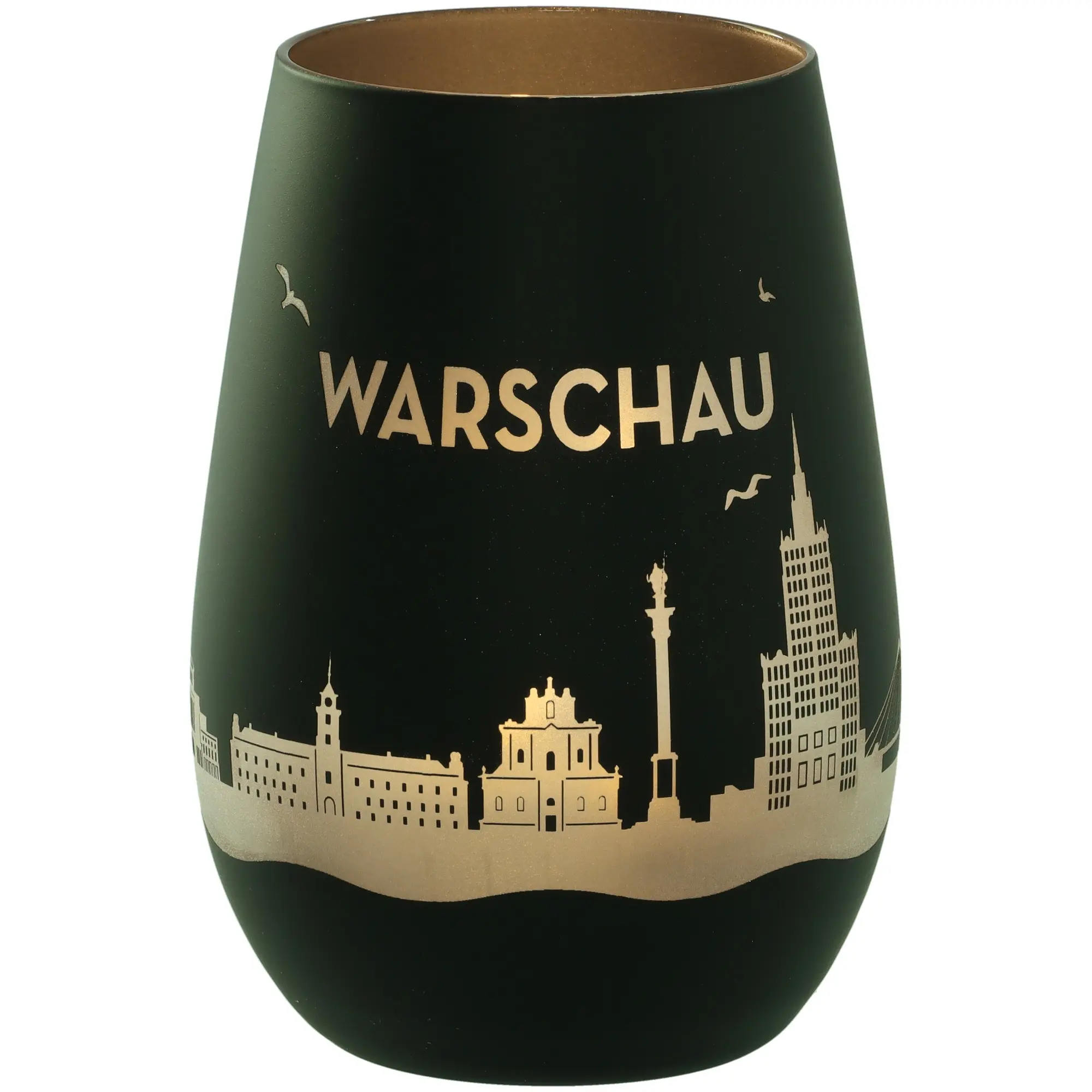 Vase, Schwarz, Städte-Silhouette, Goldene Akzente, Trinkgefäß