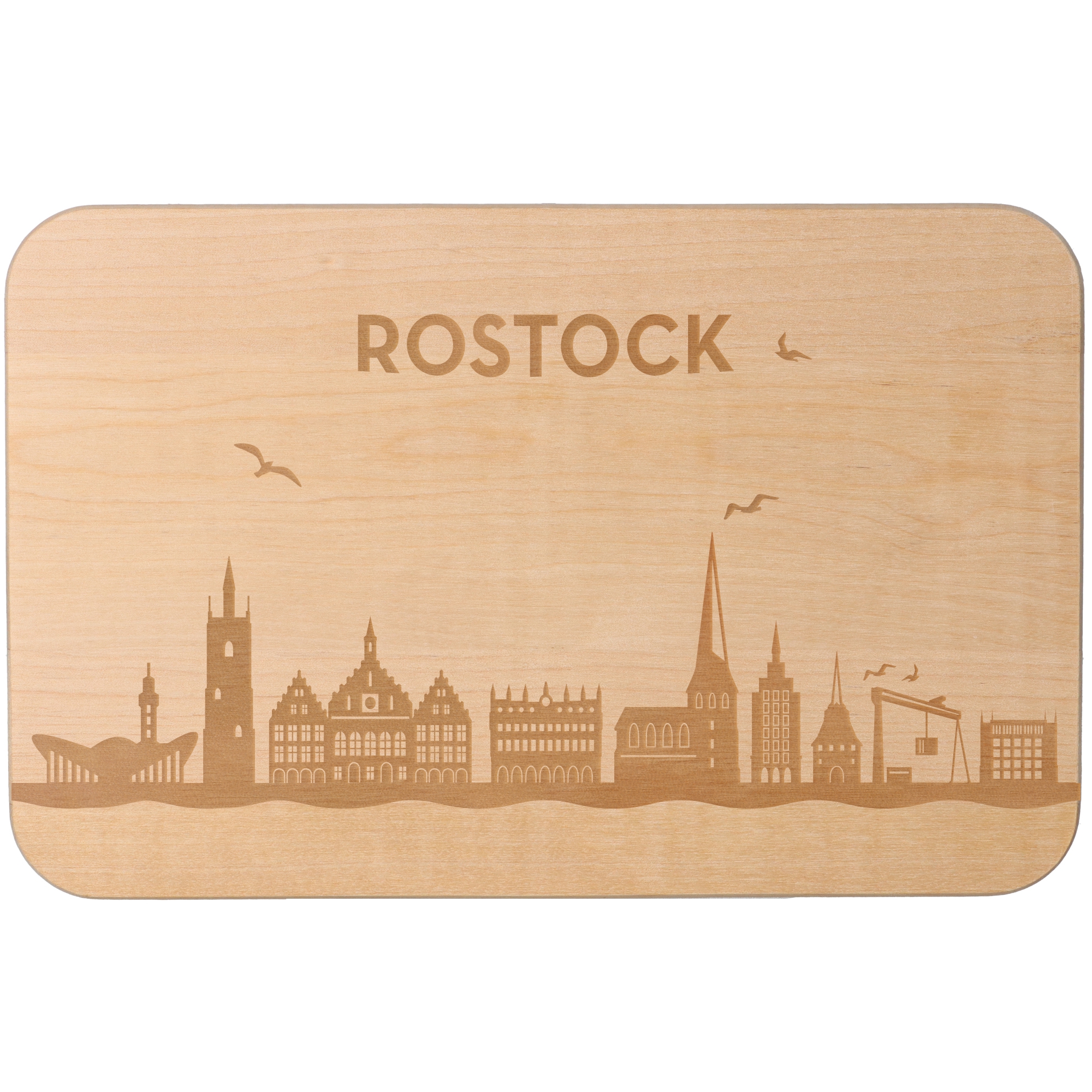 Frühstücksbrett Skyline Rostock Frühstücksbrett Skyline Rostock