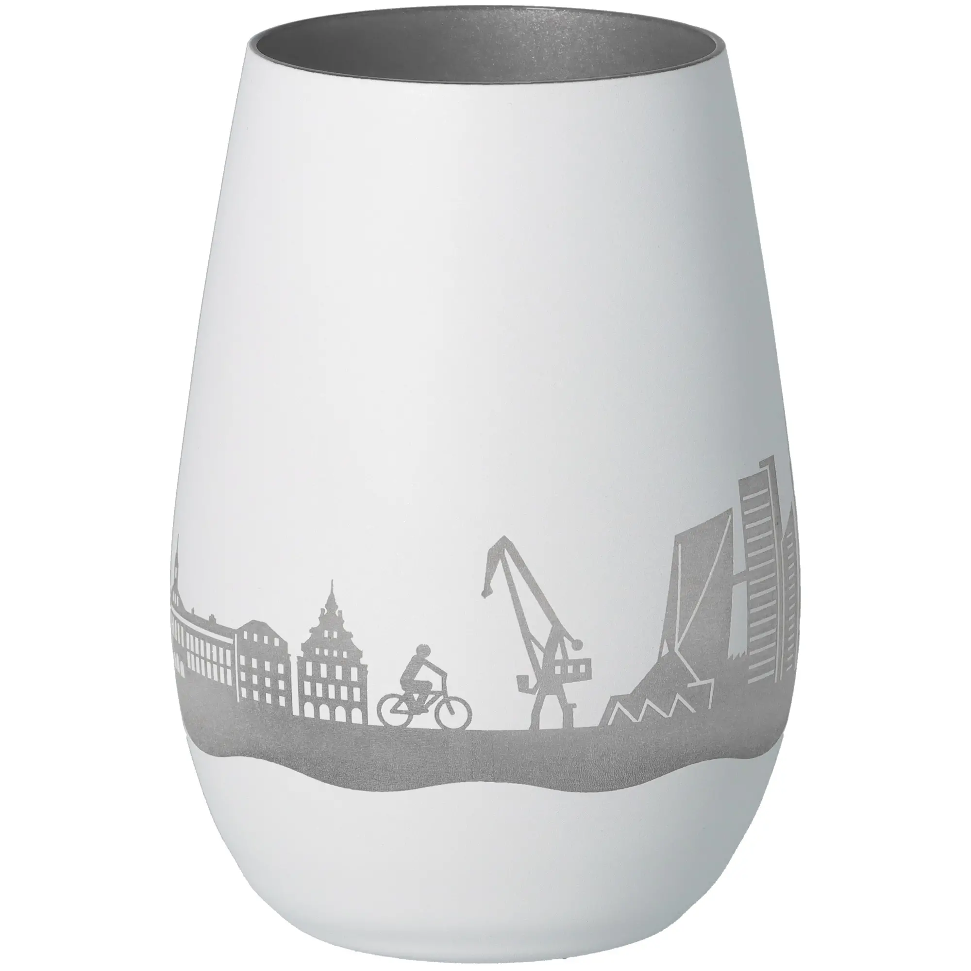 Vase, Porzellan, Graues Muster, Städtische Silhouette, Küchenzubehör