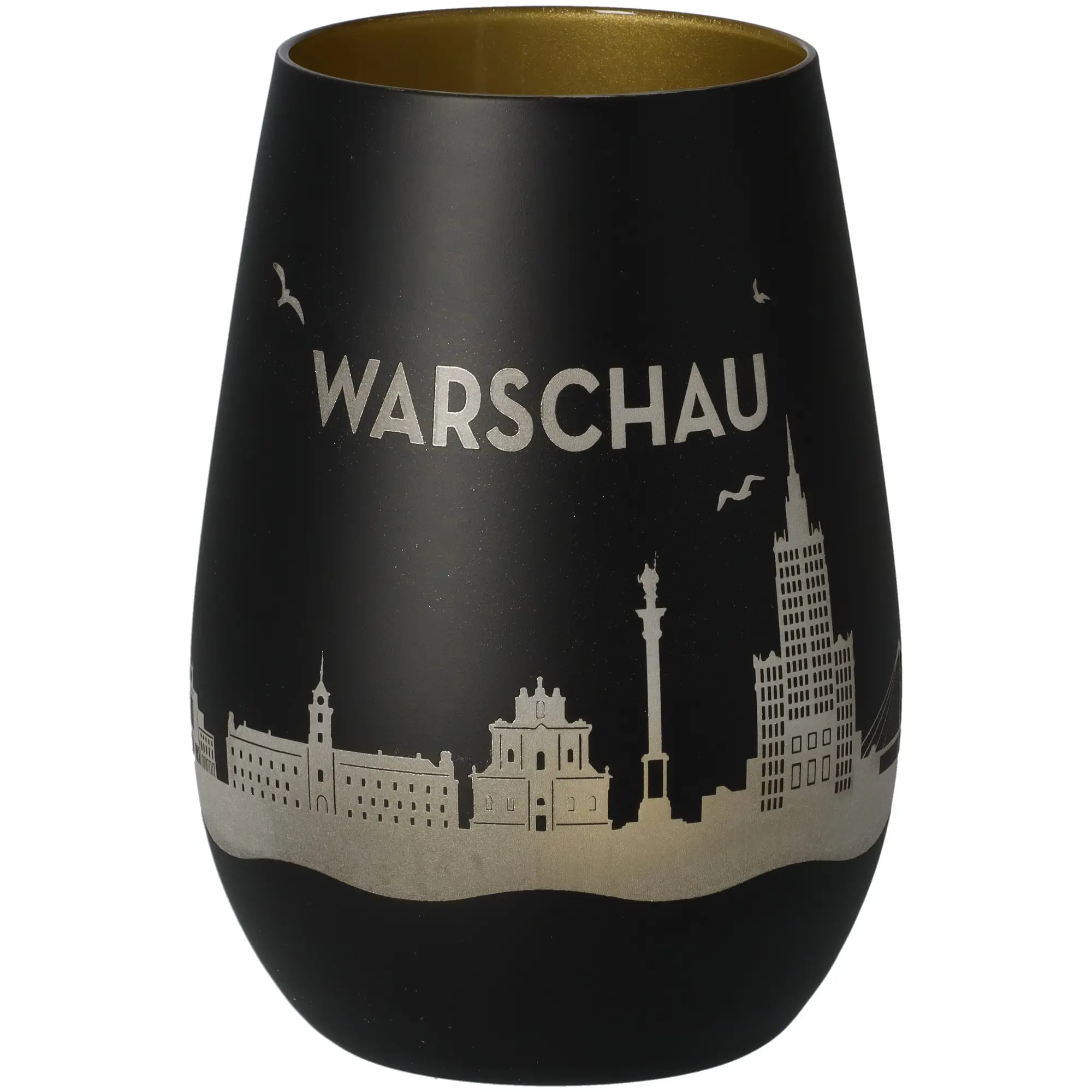 Vase, Schwarz, Stadtansicht, Silber/Metallic, Bedruckt