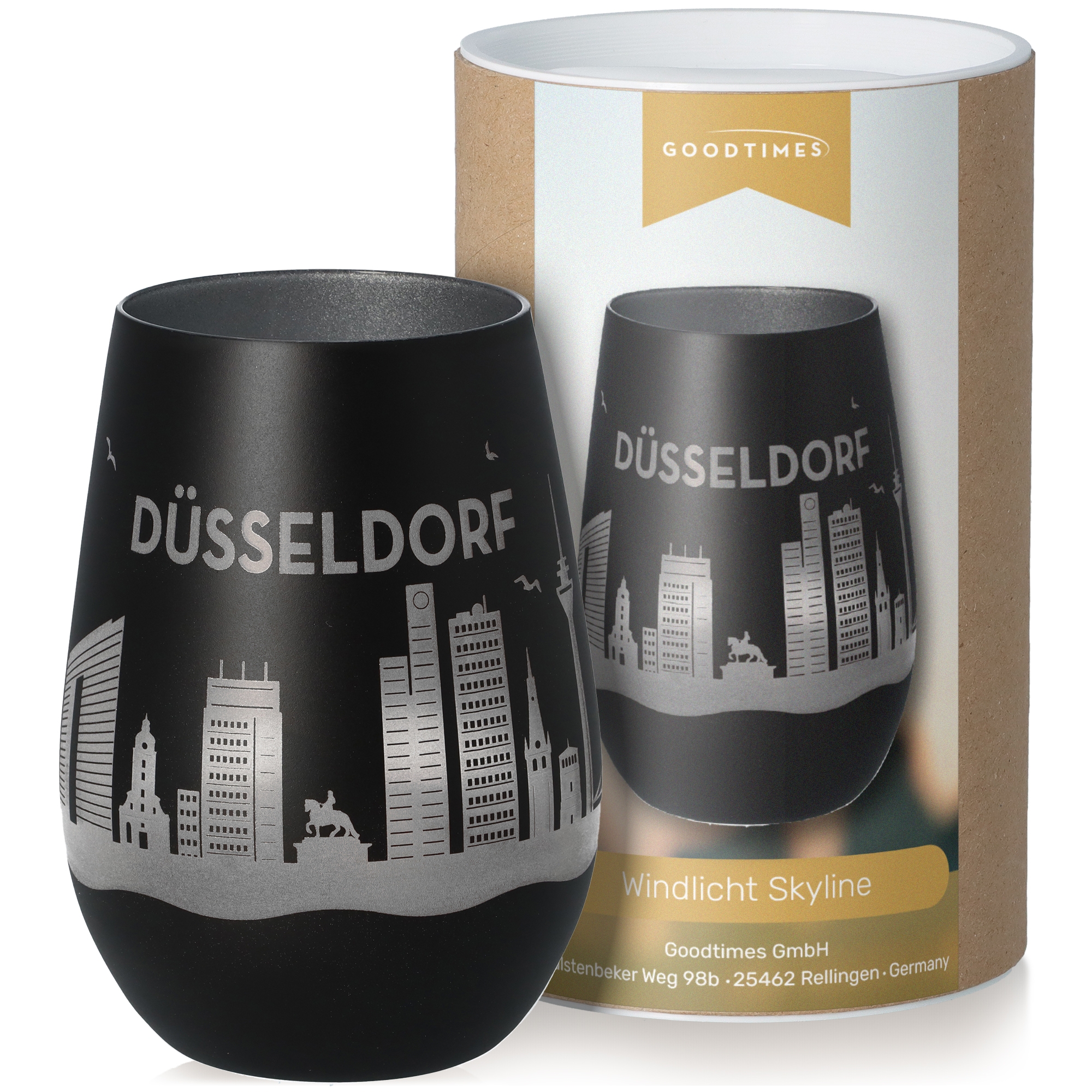 Windlicht Skyline Düsseldorf Krug, Töpferei, Lampe