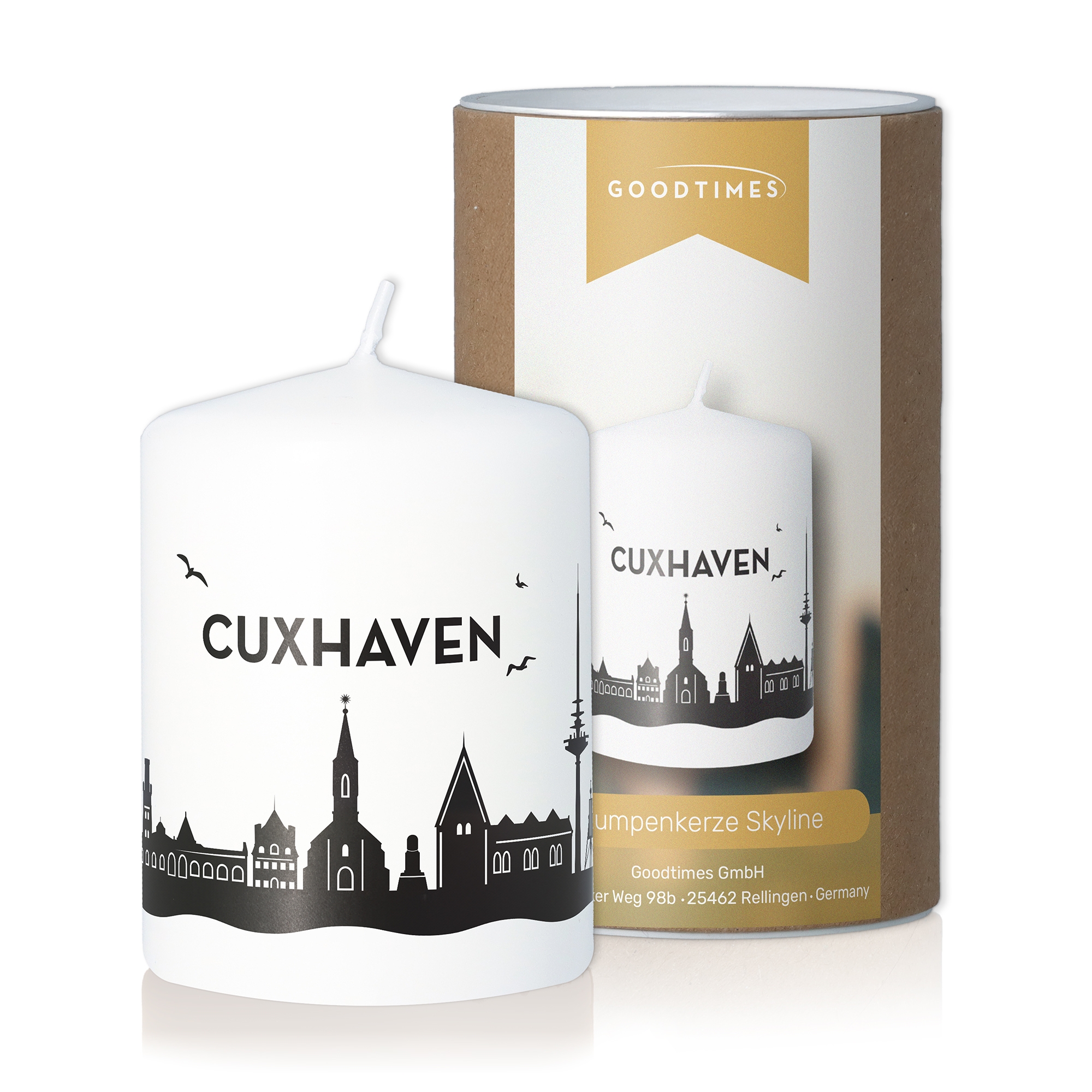 Stumpenkerze Skyline Cuxhaven Stumpenkerze Skyline Cuxhaven