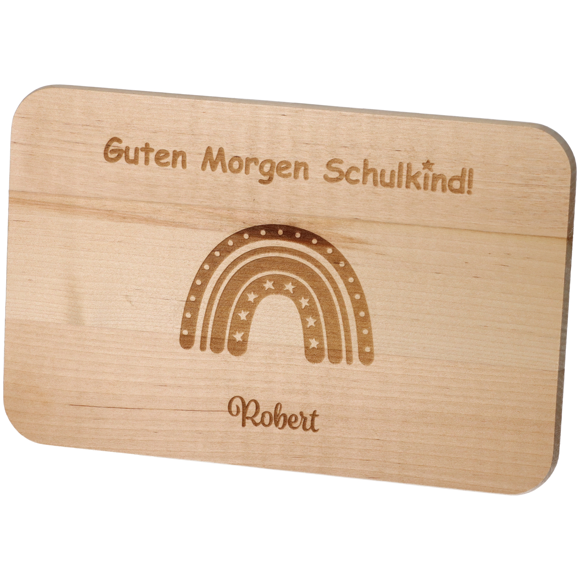 Frühstücksbrett "Guten Morgen Schulkind" Regenbogen mit Sternen Frühstücksbrett "Guten Morgen Schulkind" Regenbogen mit Sternen