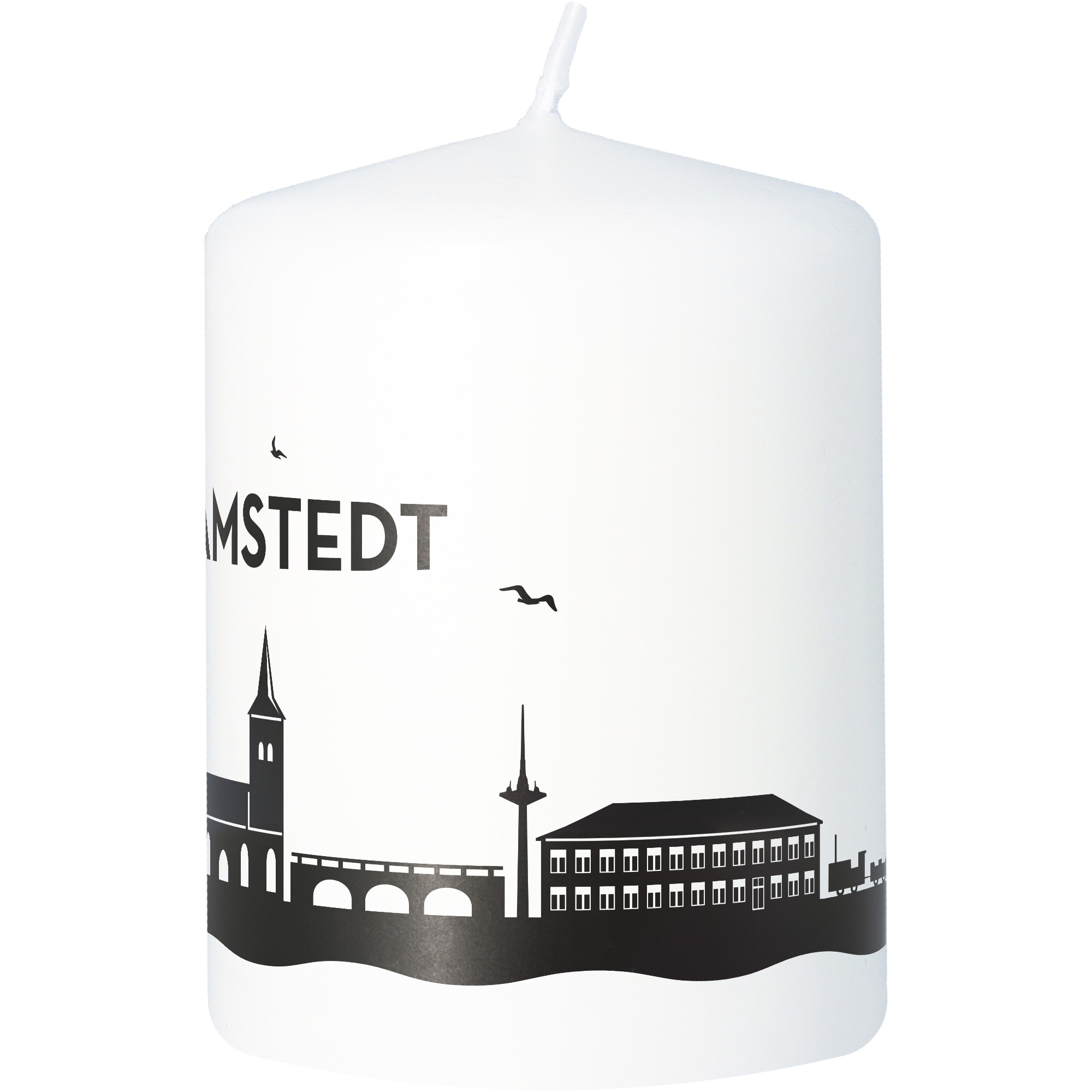 Stumpenkerze Skyline Bad Bramstedt Kerze, Tier, Vogel