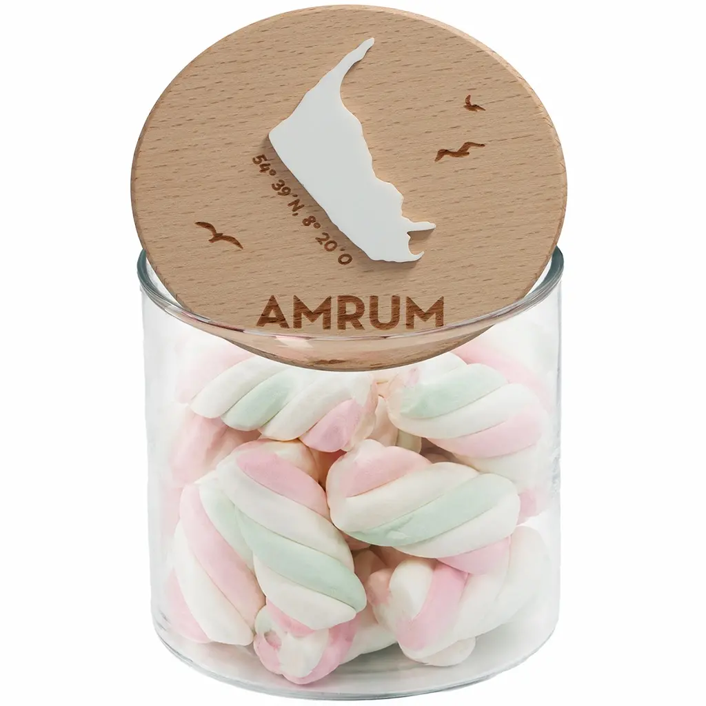 Geschenkglas Skyline "Amrum Silhouette" Weiß