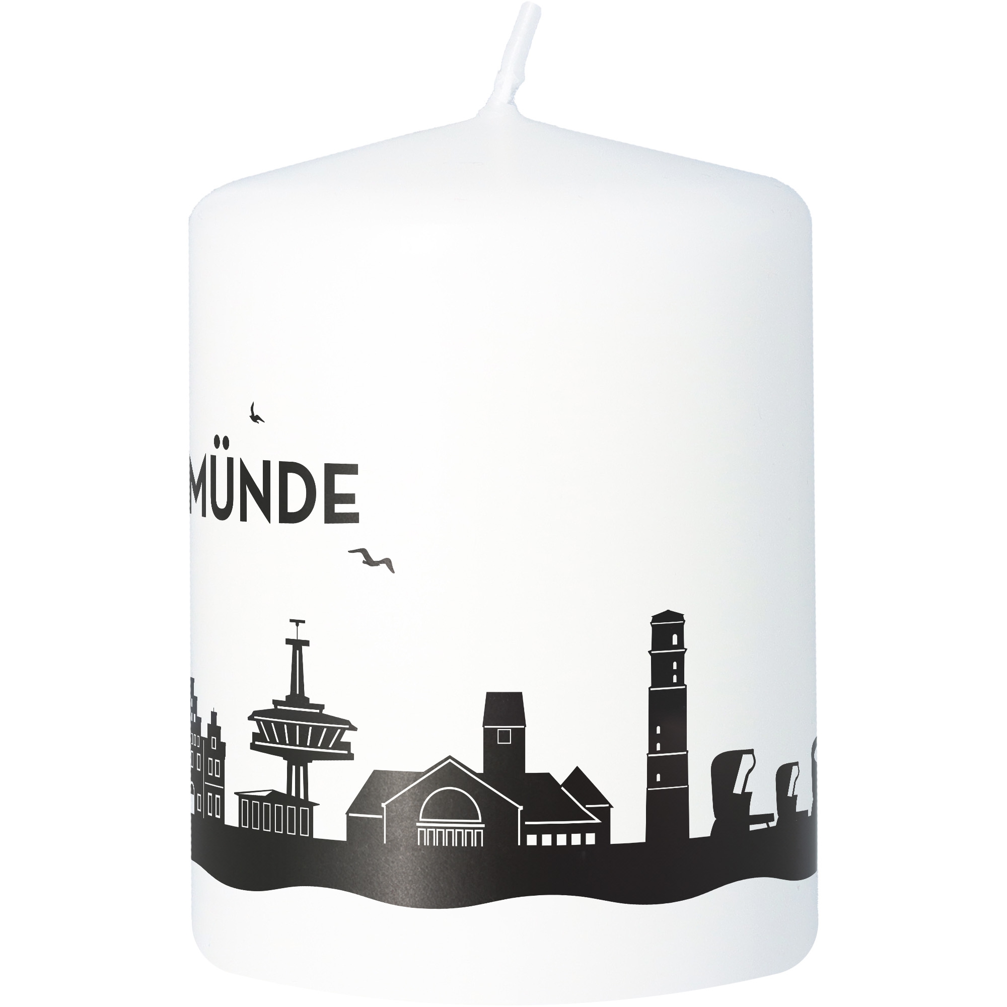 Stumpenkerze Skyline Travemünde Kerze