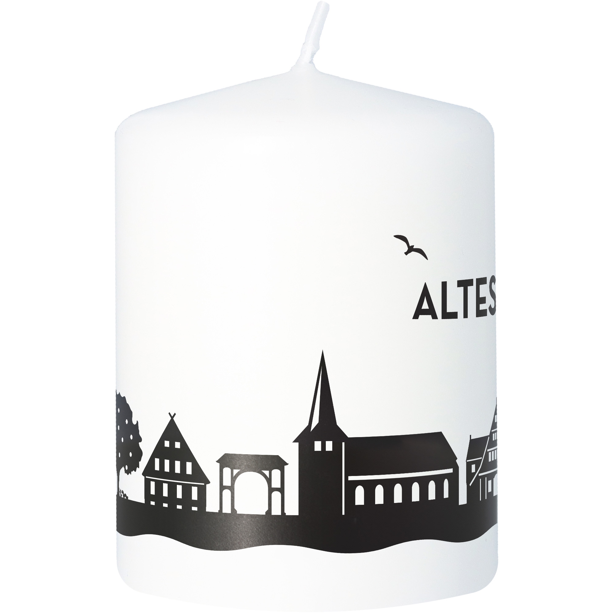 Stumpenkerze Skyline Altes Land Kerze