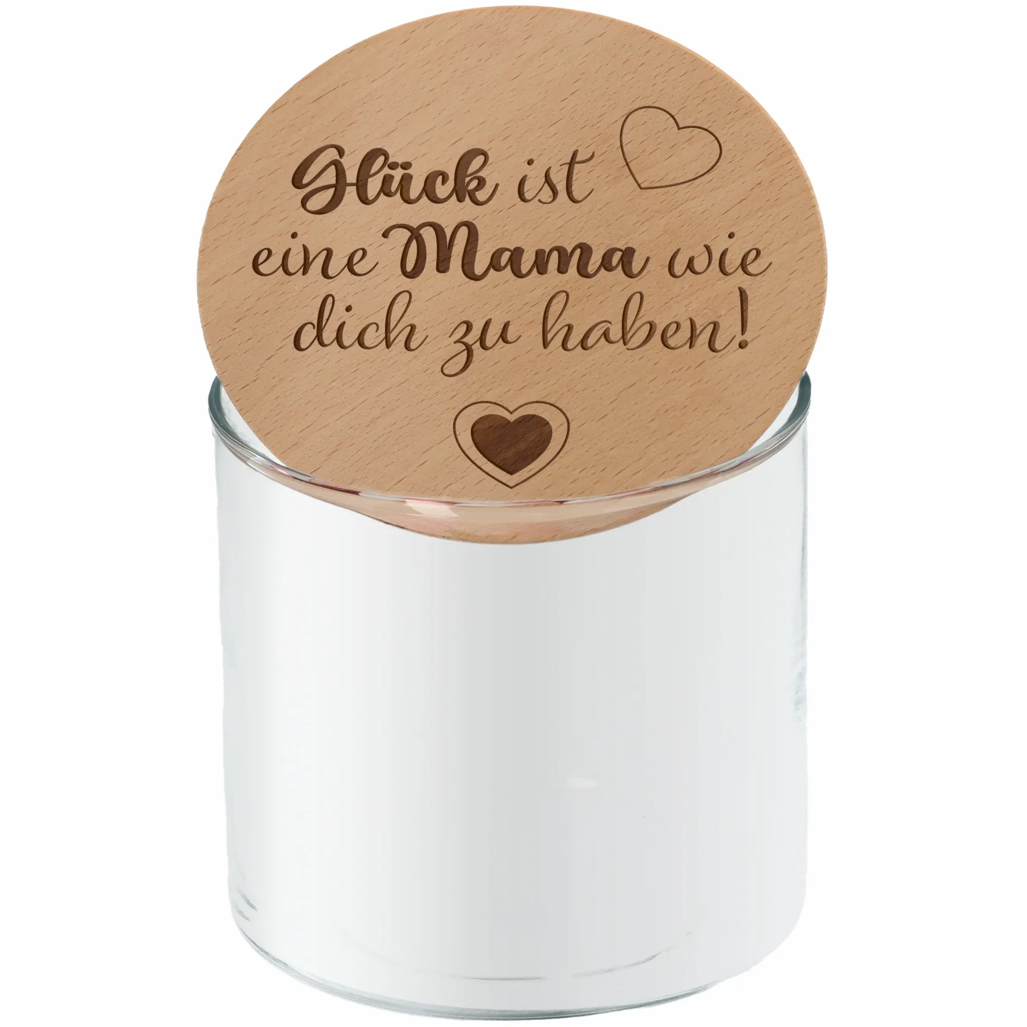 Geschenkglas Herz "Glück ist eine Mama wie dich zu haben!"