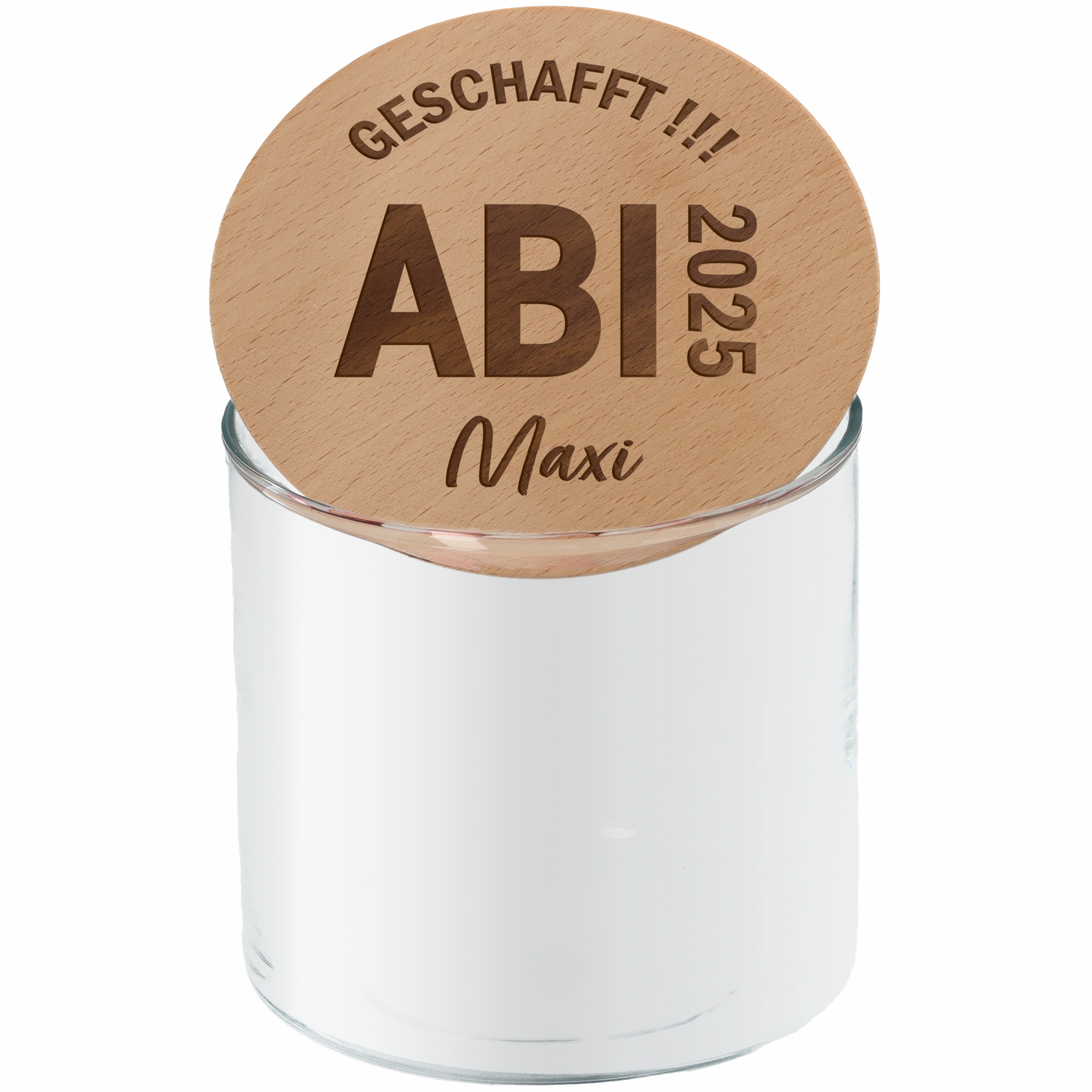 Geschenkglas "ABI 2025" Krug, Gesicht, Kopf, Person