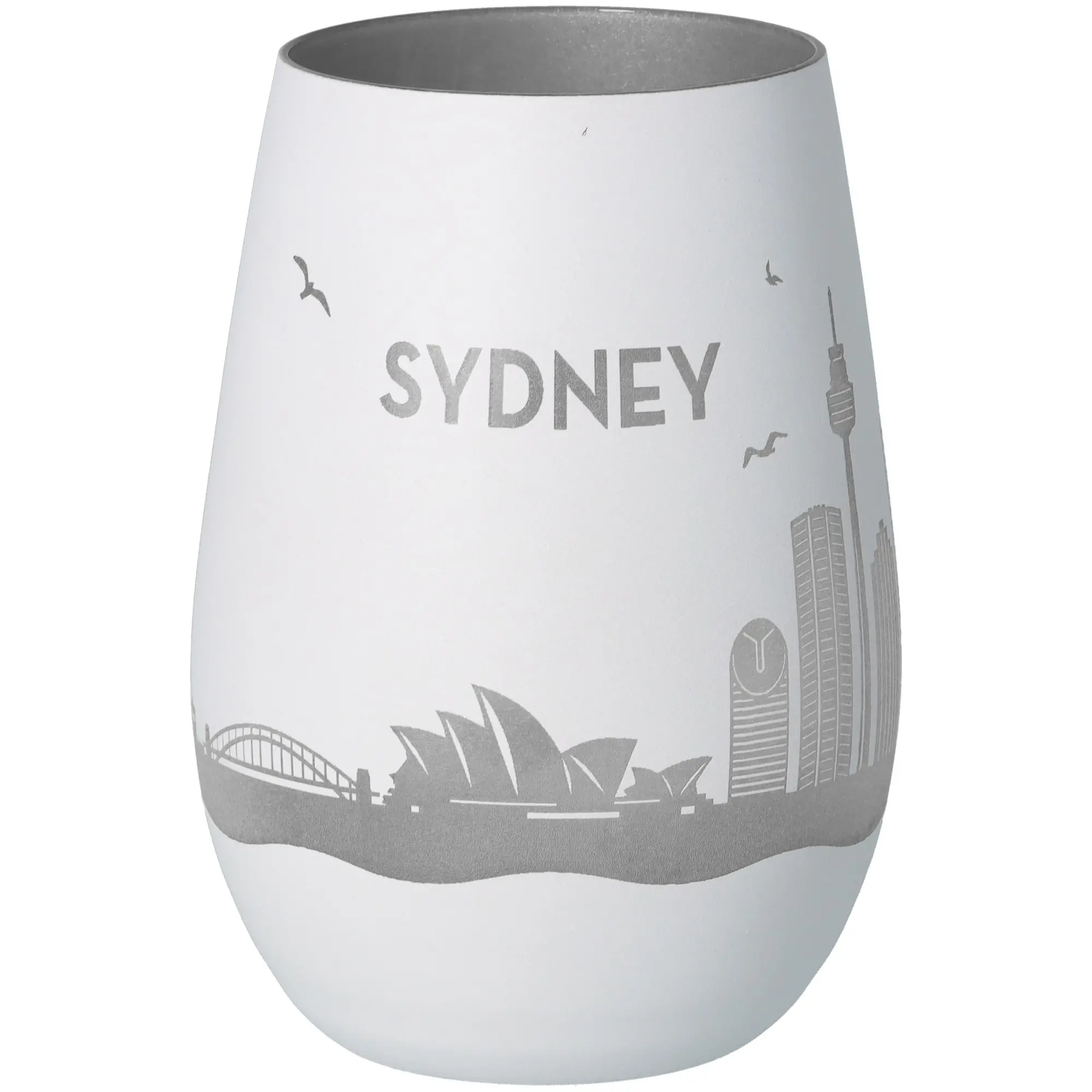 Sydney, Vase, Glas, Silber, Stadt-Silhouette