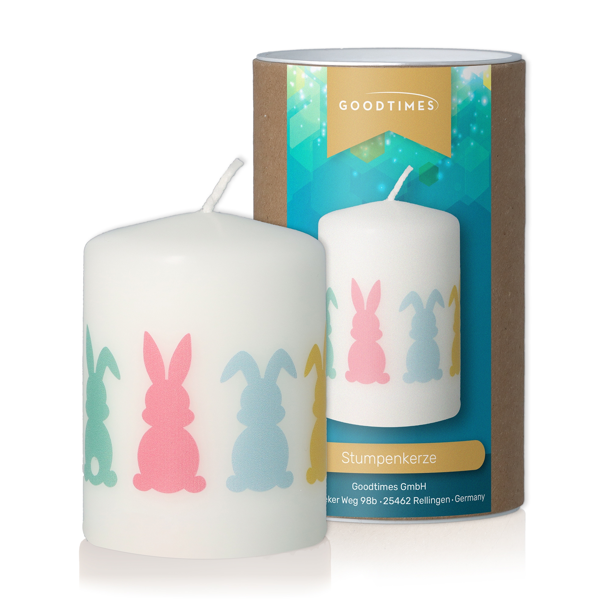 Stumpenkerze Bunt "Osterhasen"