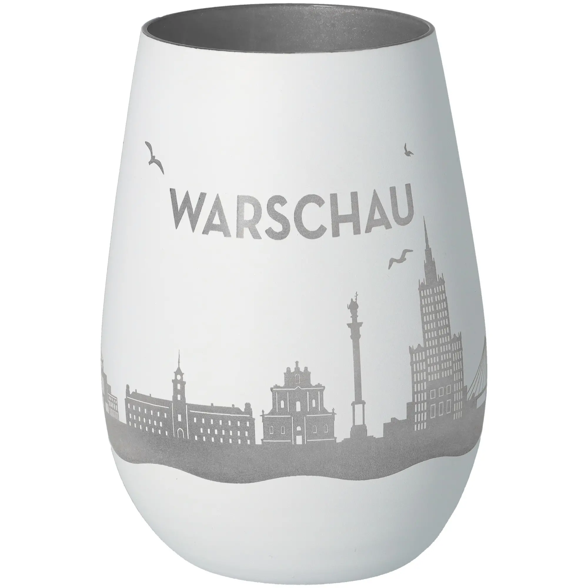 Vase, Weiß, Stadtmotiv, Graugebürstet, Glasvasen