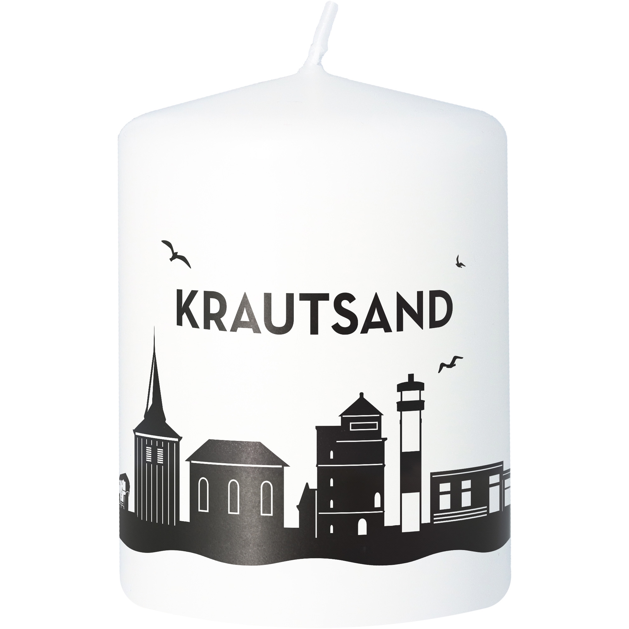 Stumpenkerze Skyline Krautsand Kerze