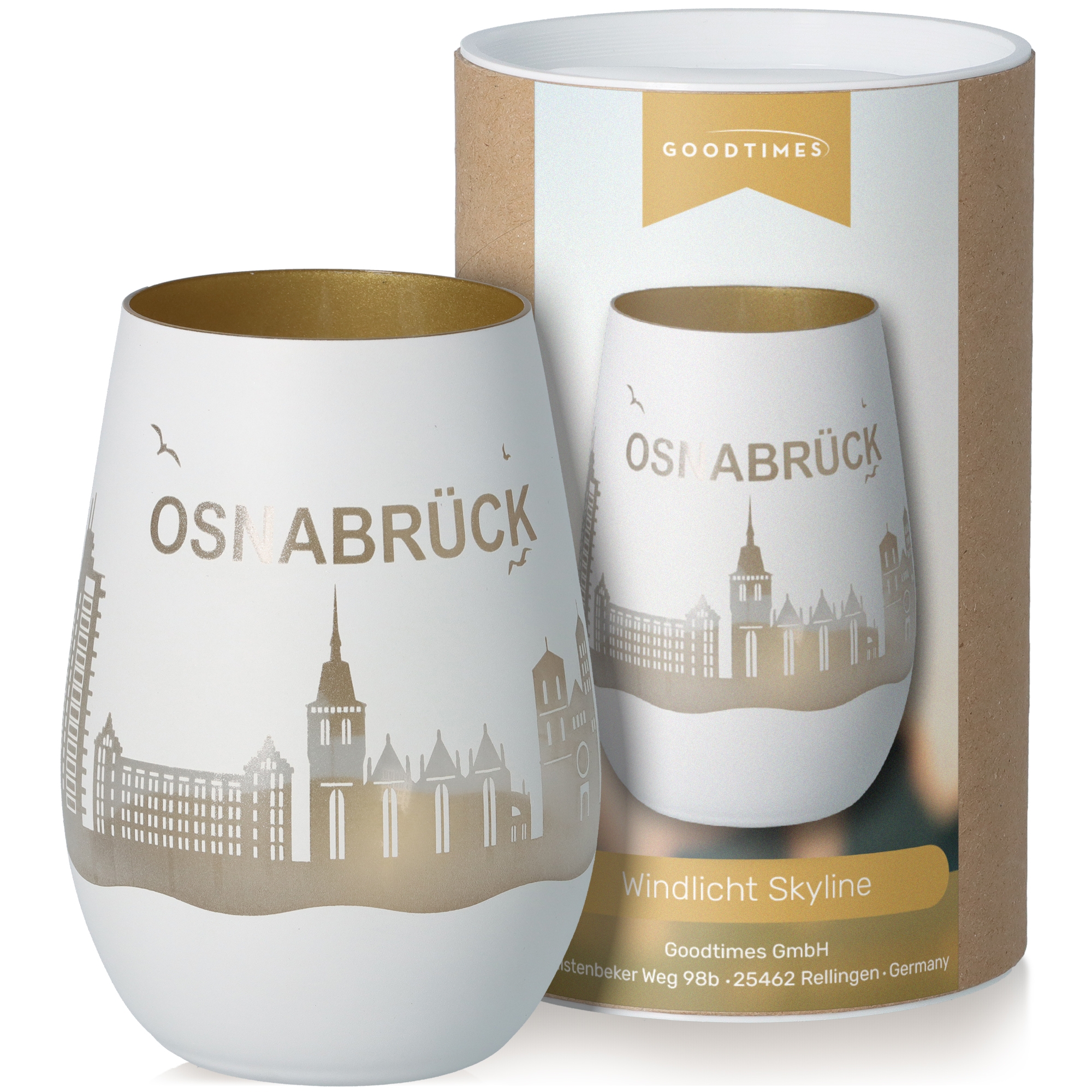 Windlicht Skyline Osnabrück Töpferei, Kunst, Porzellan, Tasse, Krug