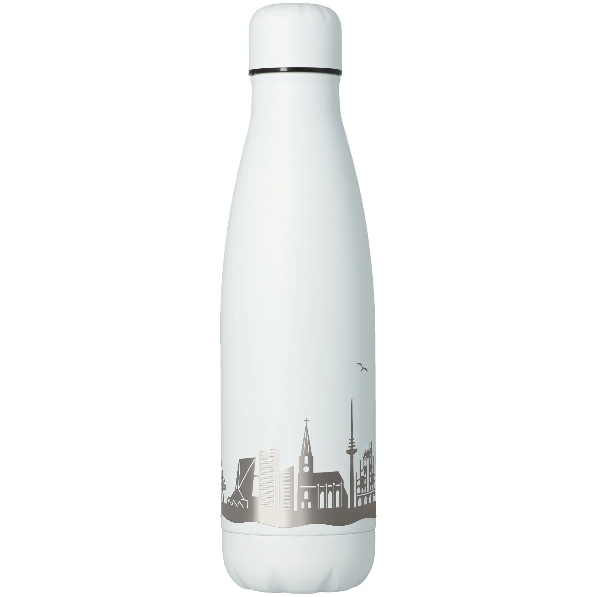 Thermosflasche, Vakuum-Isolierung, Weiß, Stadt-Silhouette, Trinkflasche