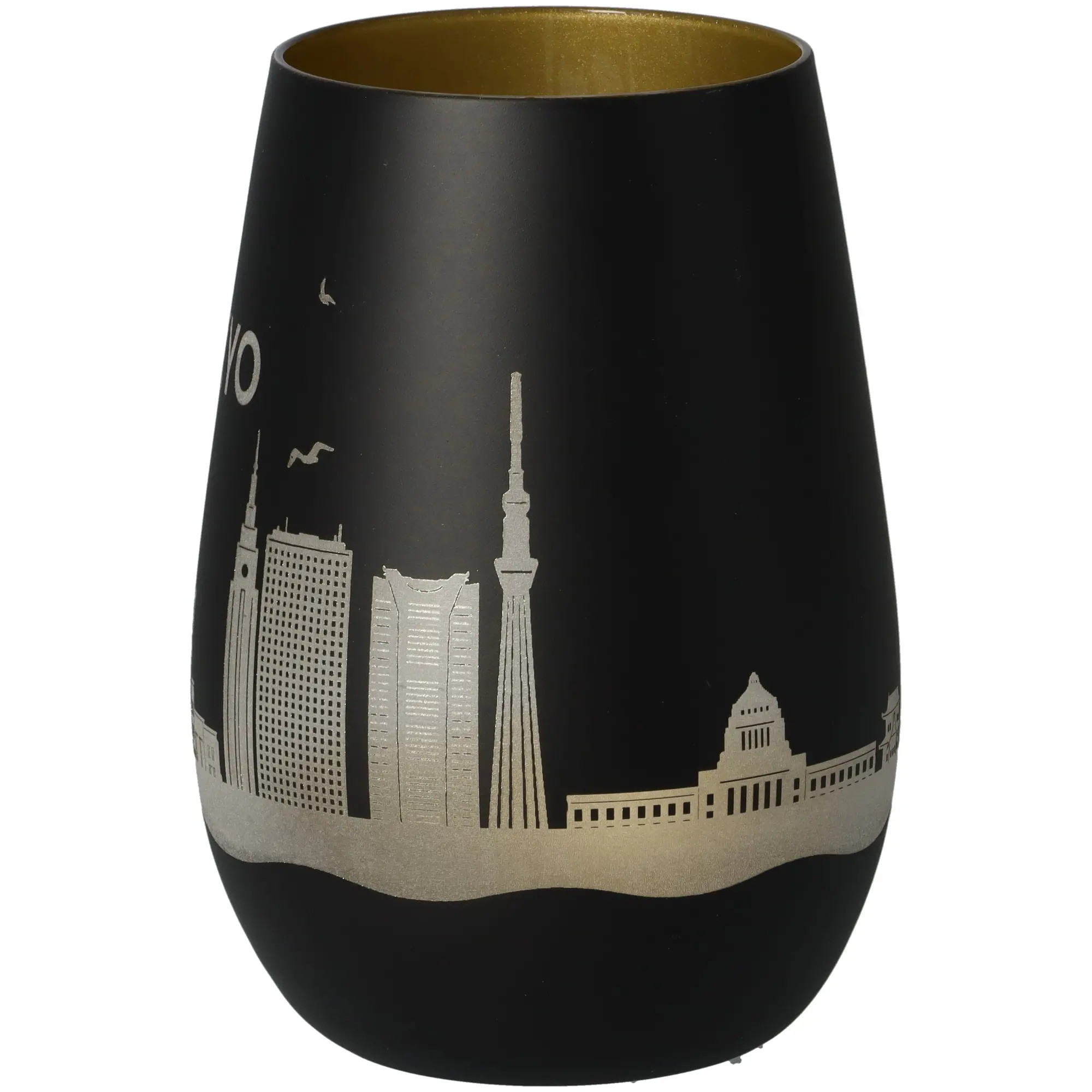 Schmuck/Glasvase, Vase, Schwarz, Silberlicht, Stadt-Silhouette